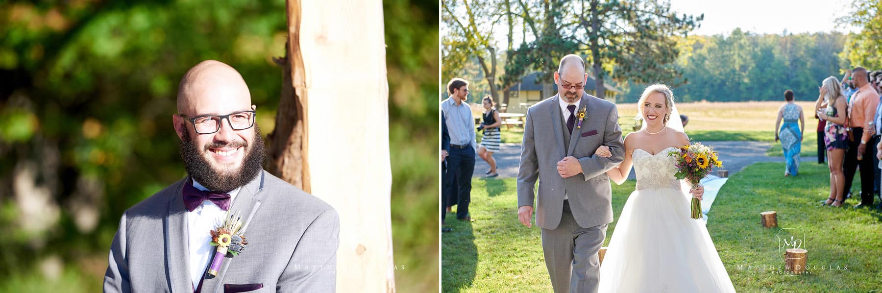 bride walking down aisle at brady life camp