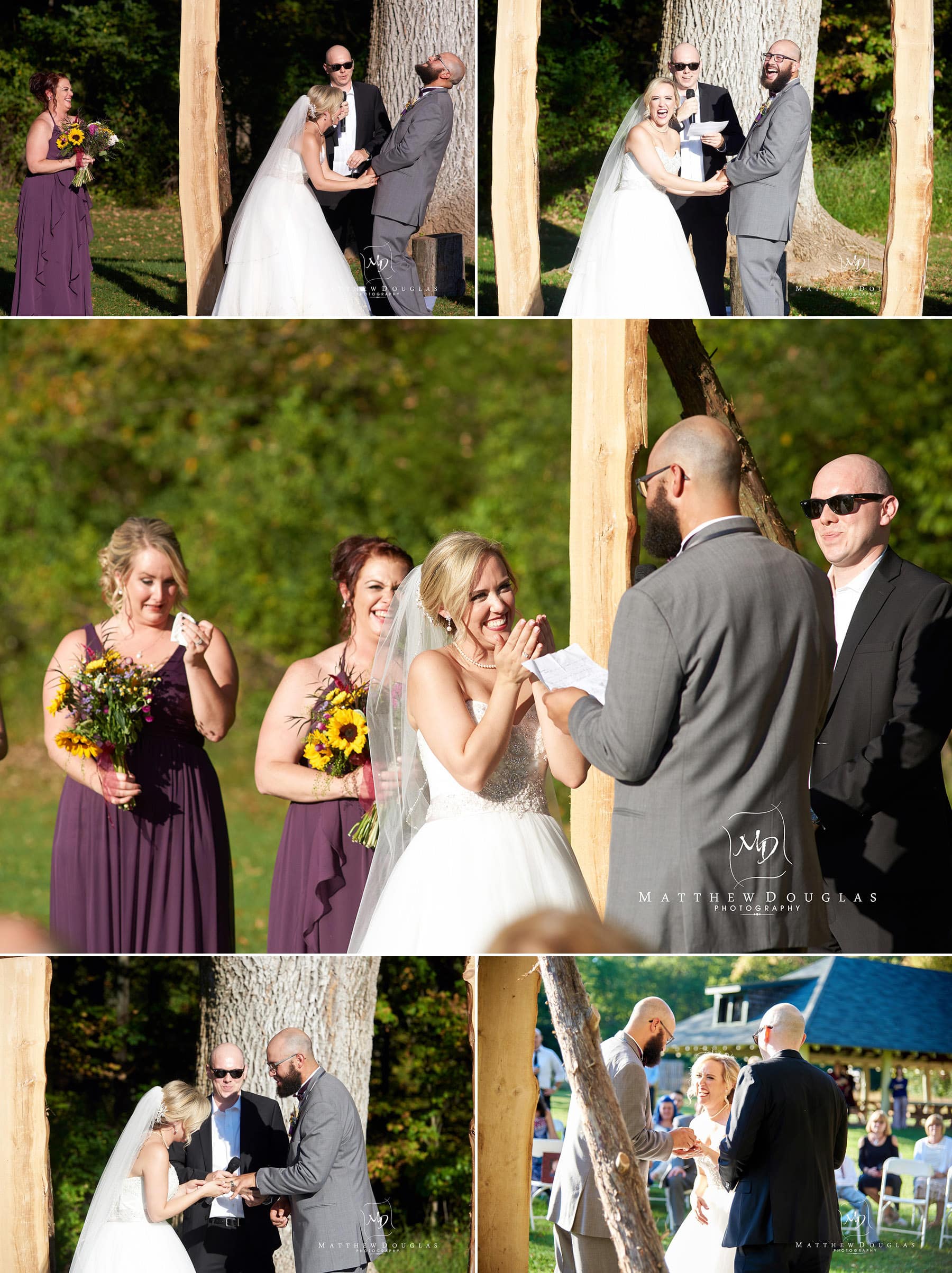 happy laughs at wedding brady life camp