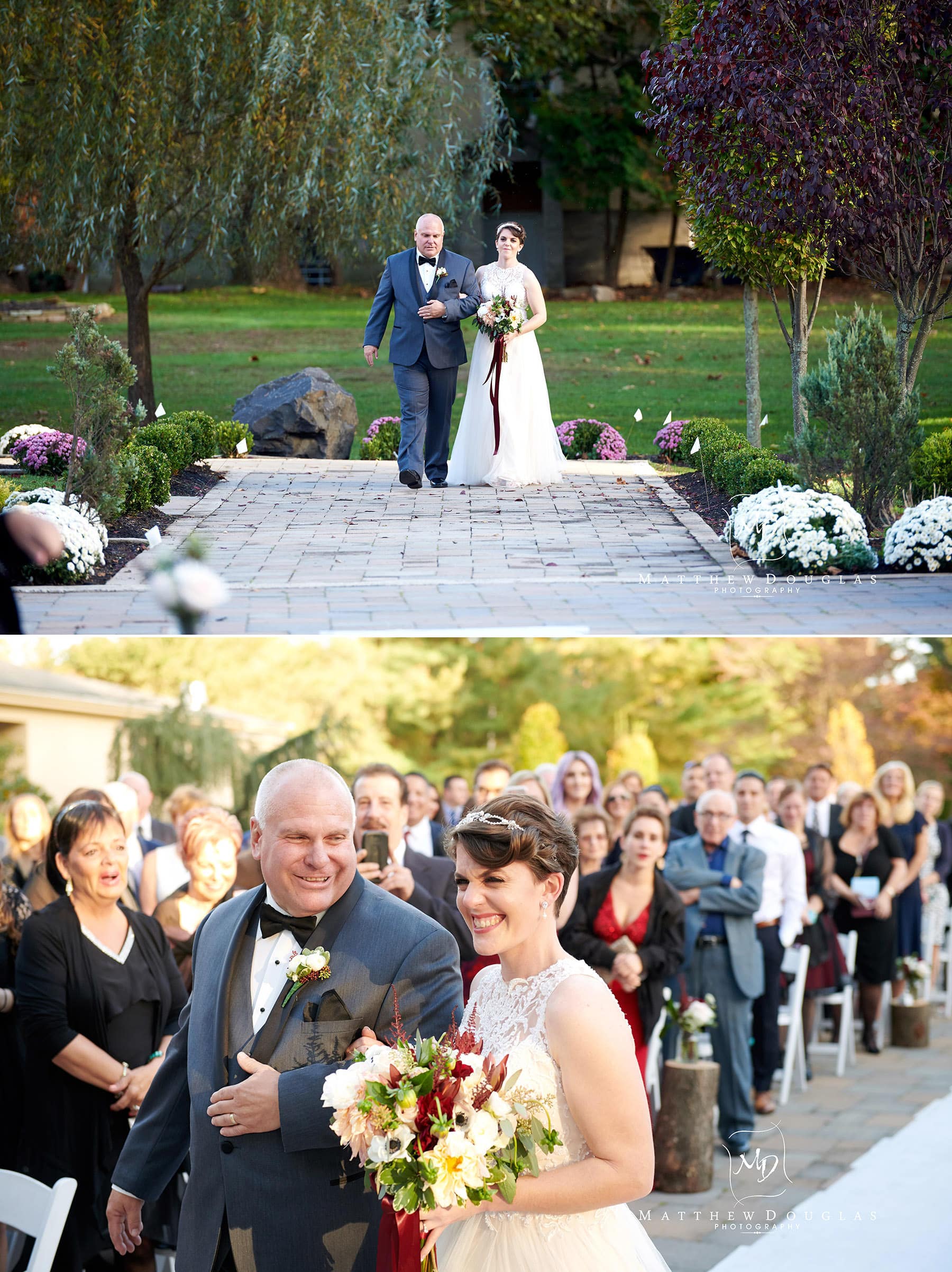 bride walking down aisle at The Estate at Farrington Lake