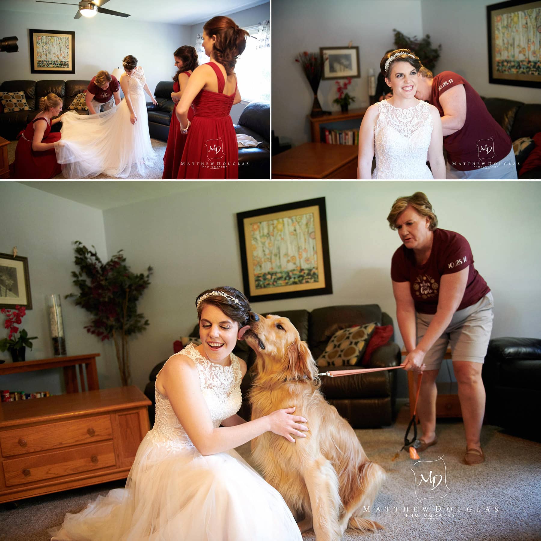 bride getting ready for her wedding photo