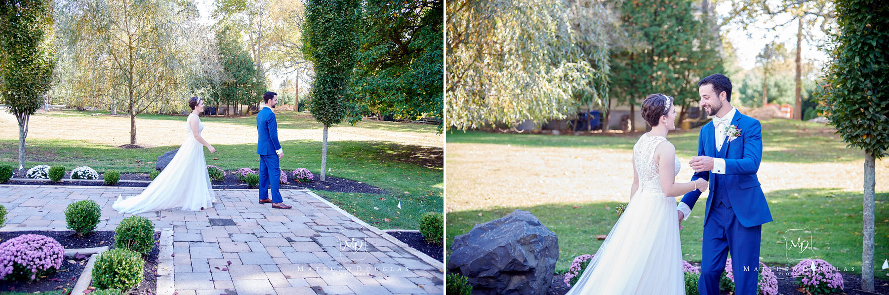 wedding first look at The Estate at Farrington Lake