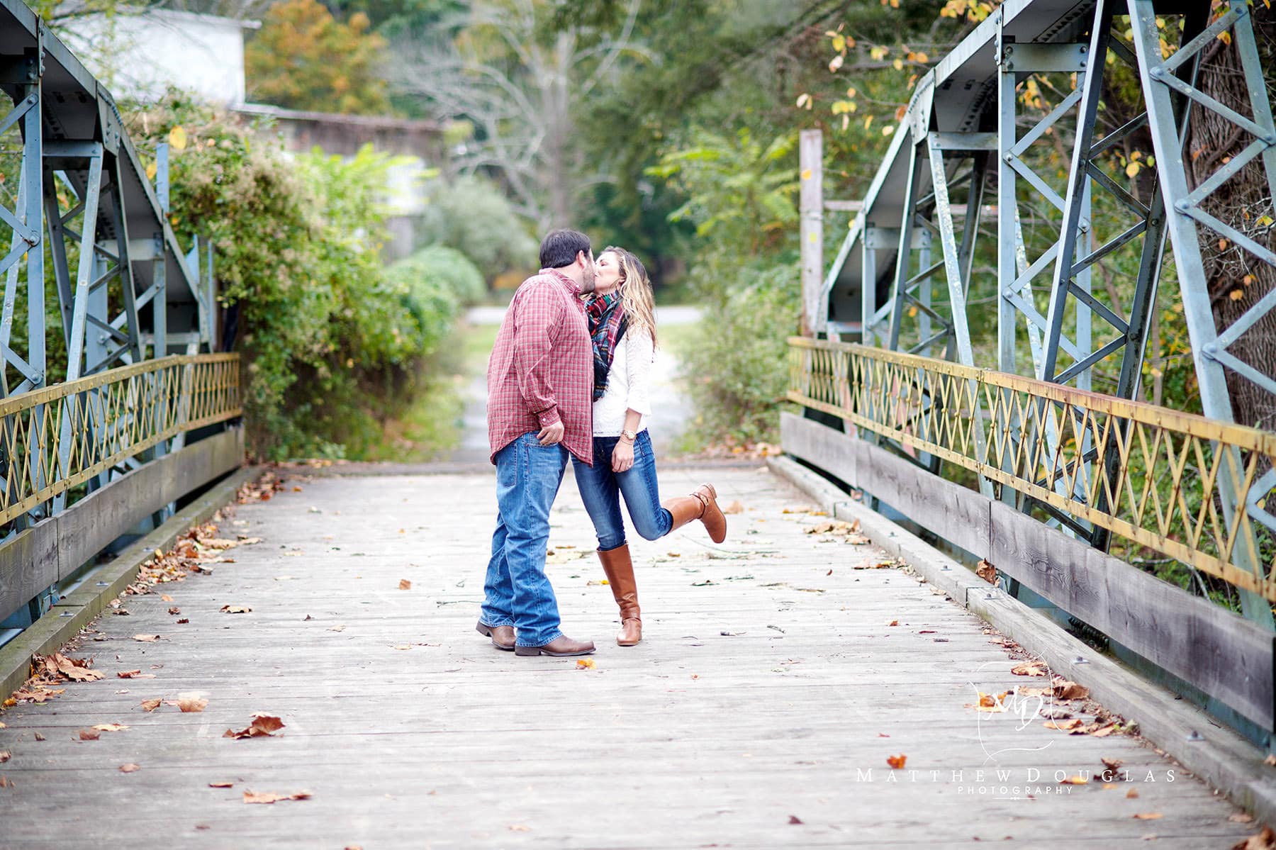 engagement photo hunterdon NJ bridge