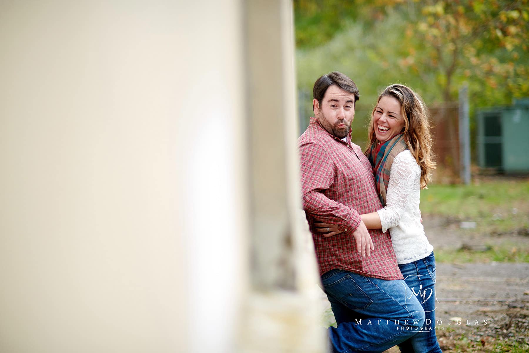 funny hunterdon county nj engagement photo