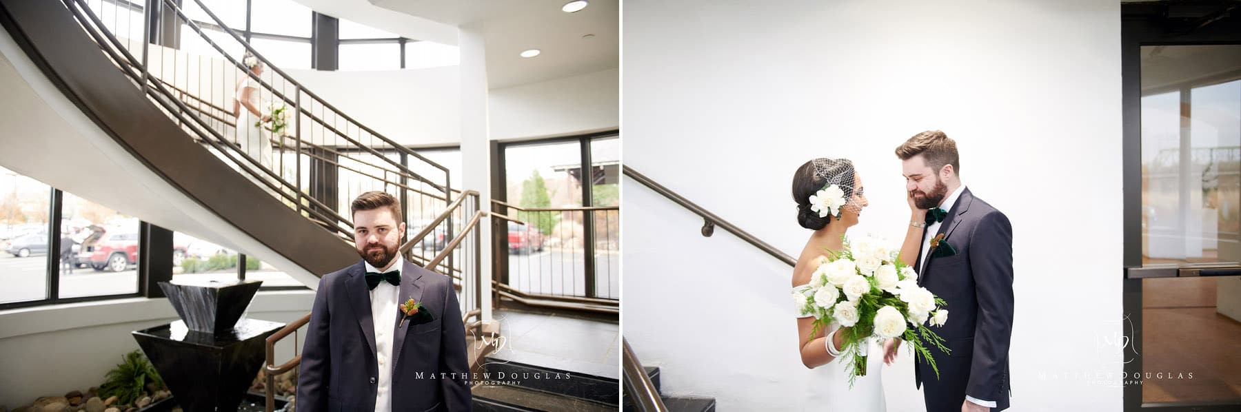 lambertville station inn wedding first look photo