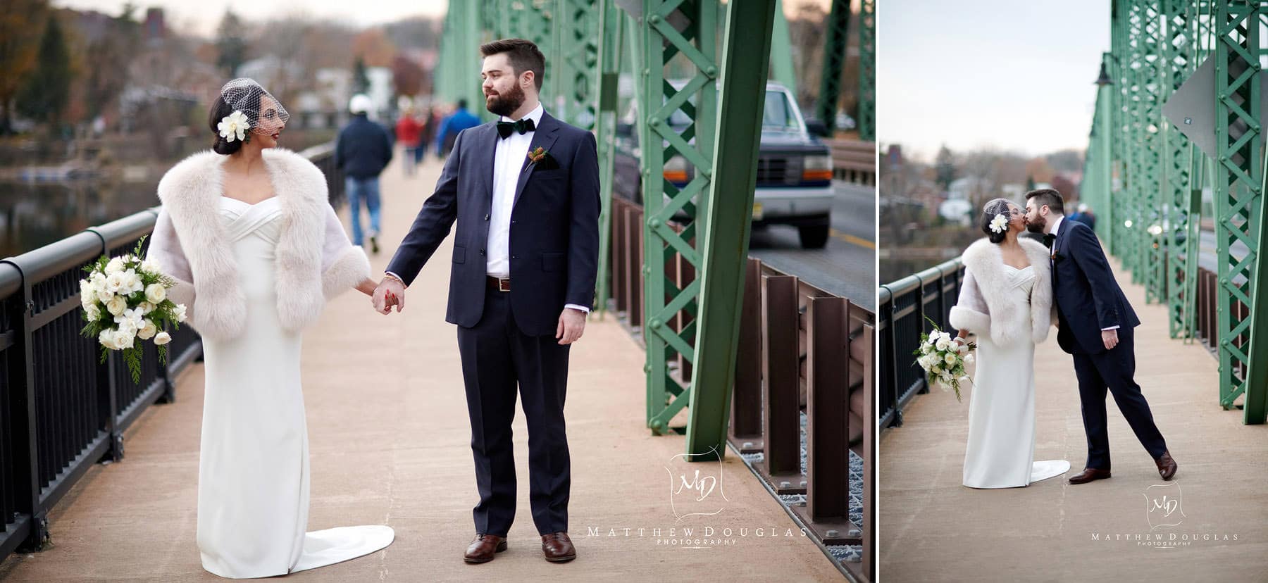lambertville station inn wedding photo on bridge