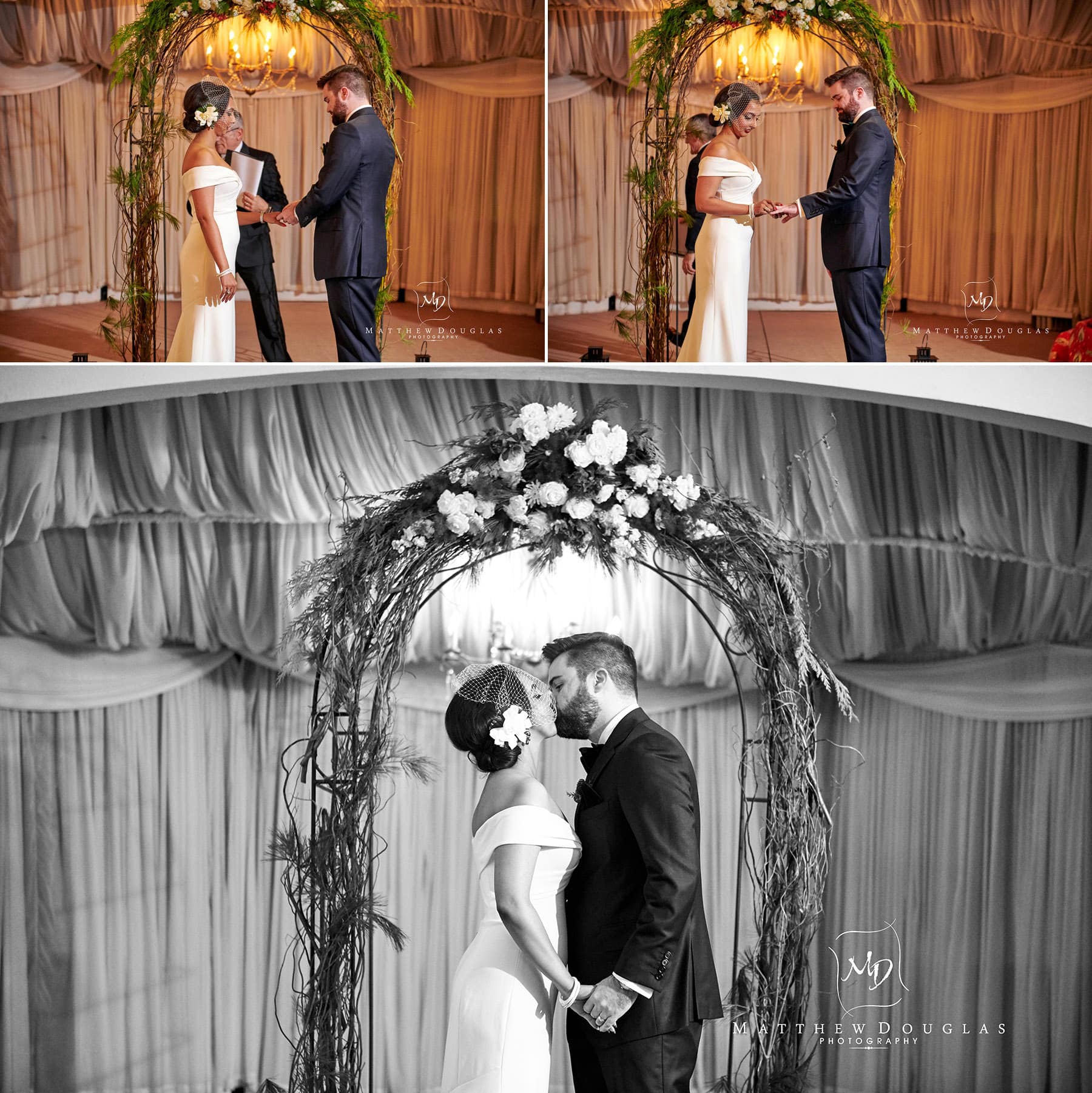 lambertville station inn wedding ceremony first kiss photo 