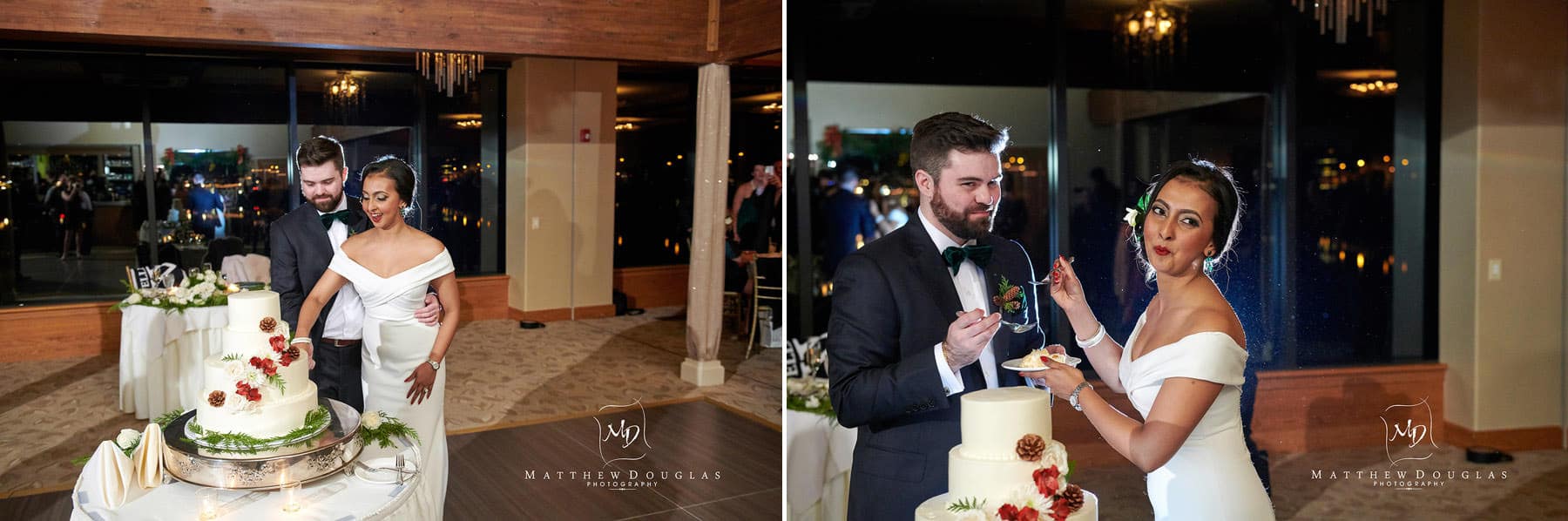 lambertville station inn wedding cake cutting photo