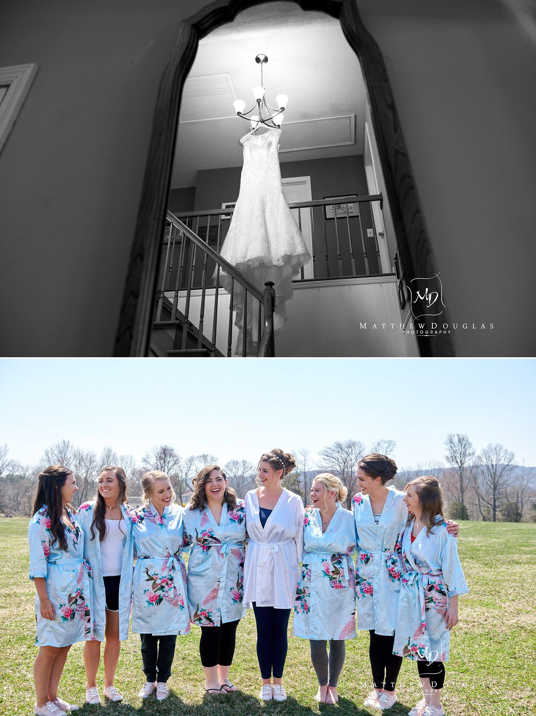 wedding dress and bridesmaids photo