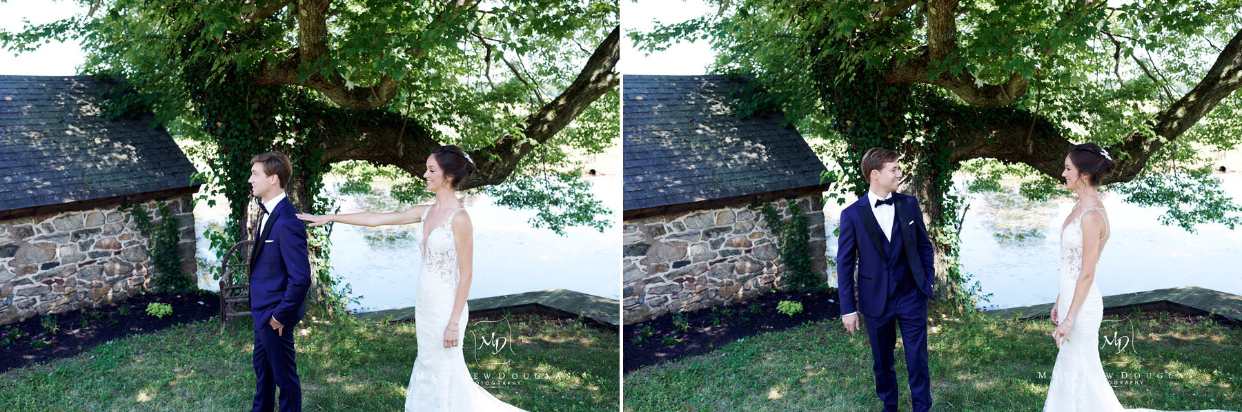 bride groom first look on farm photo