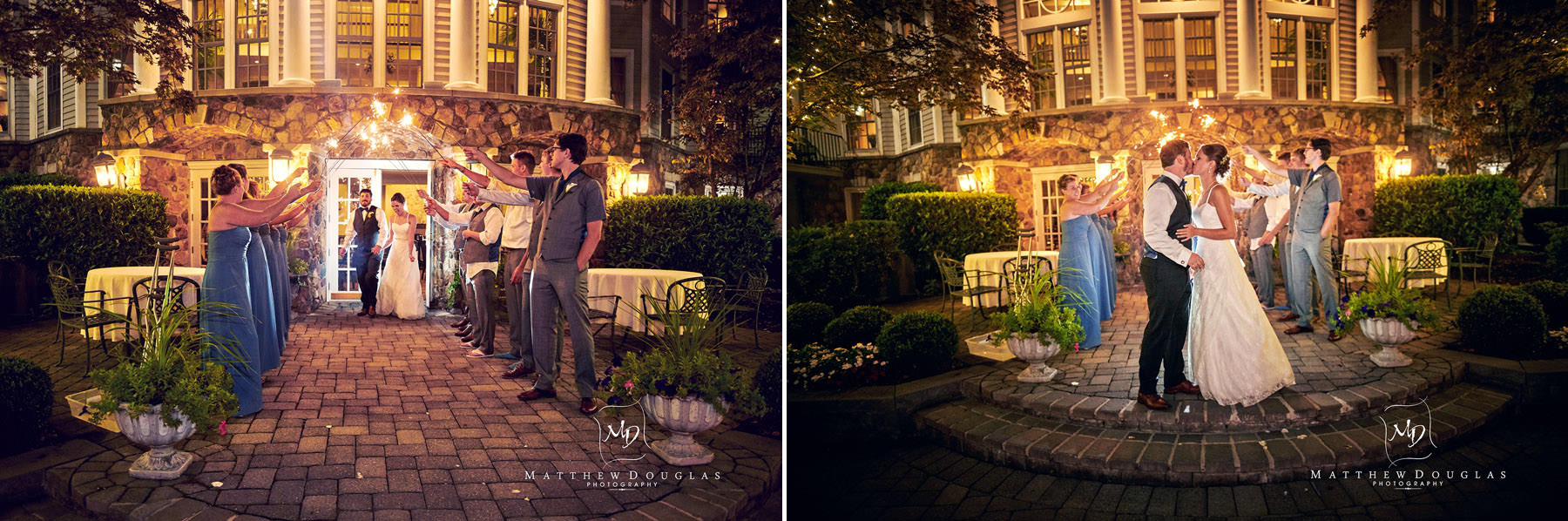 olde mill inn wedding sparkler exit photo