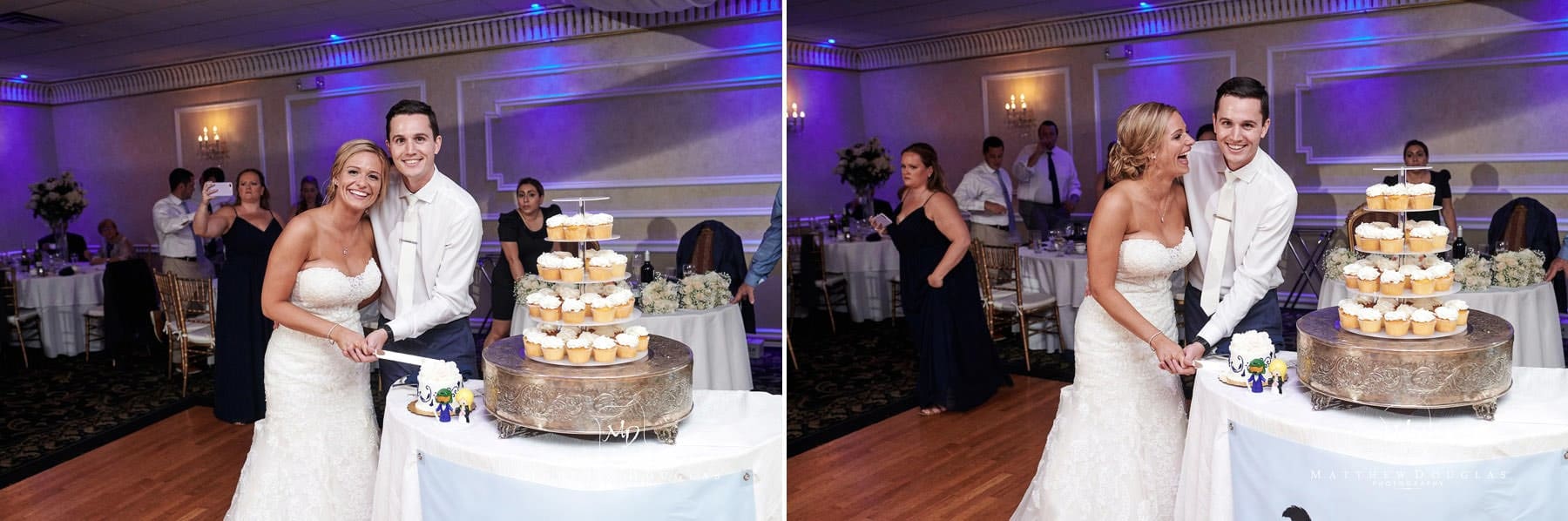 Chandelier Flanders Valley Wedding cake cutting photos