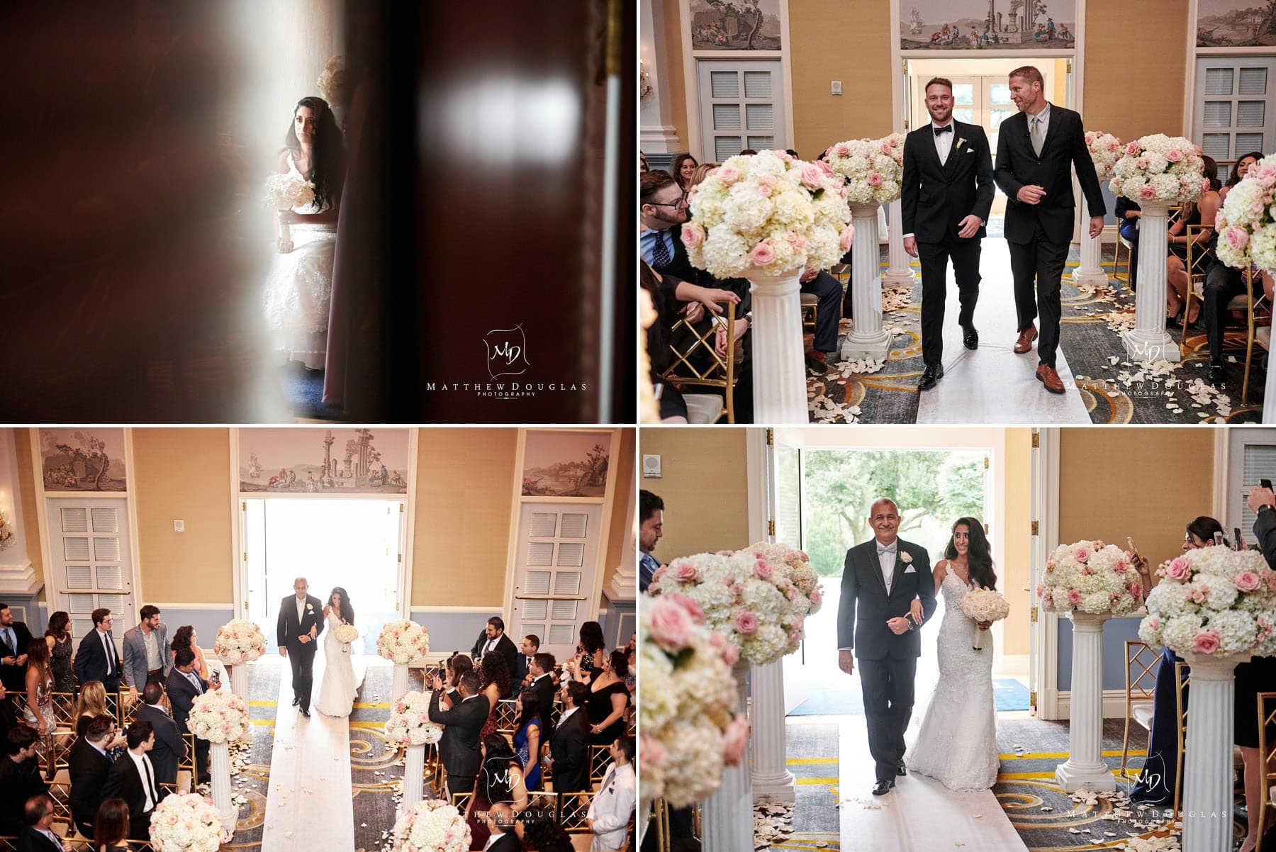 wedding ceremony entrance at the palace at somerset park