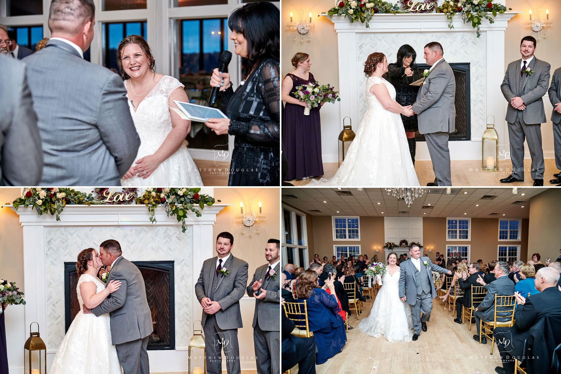 indoor wedding ceremony at Skyview Golf club photos