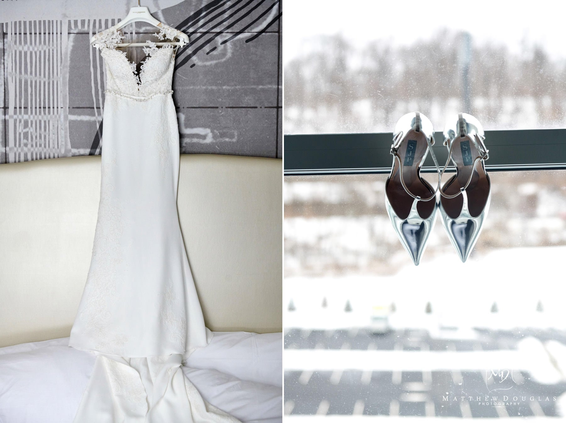 wedding dress and shoe photos