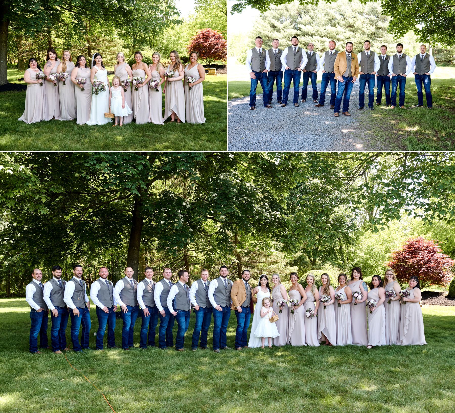 bridal party photos at the farm