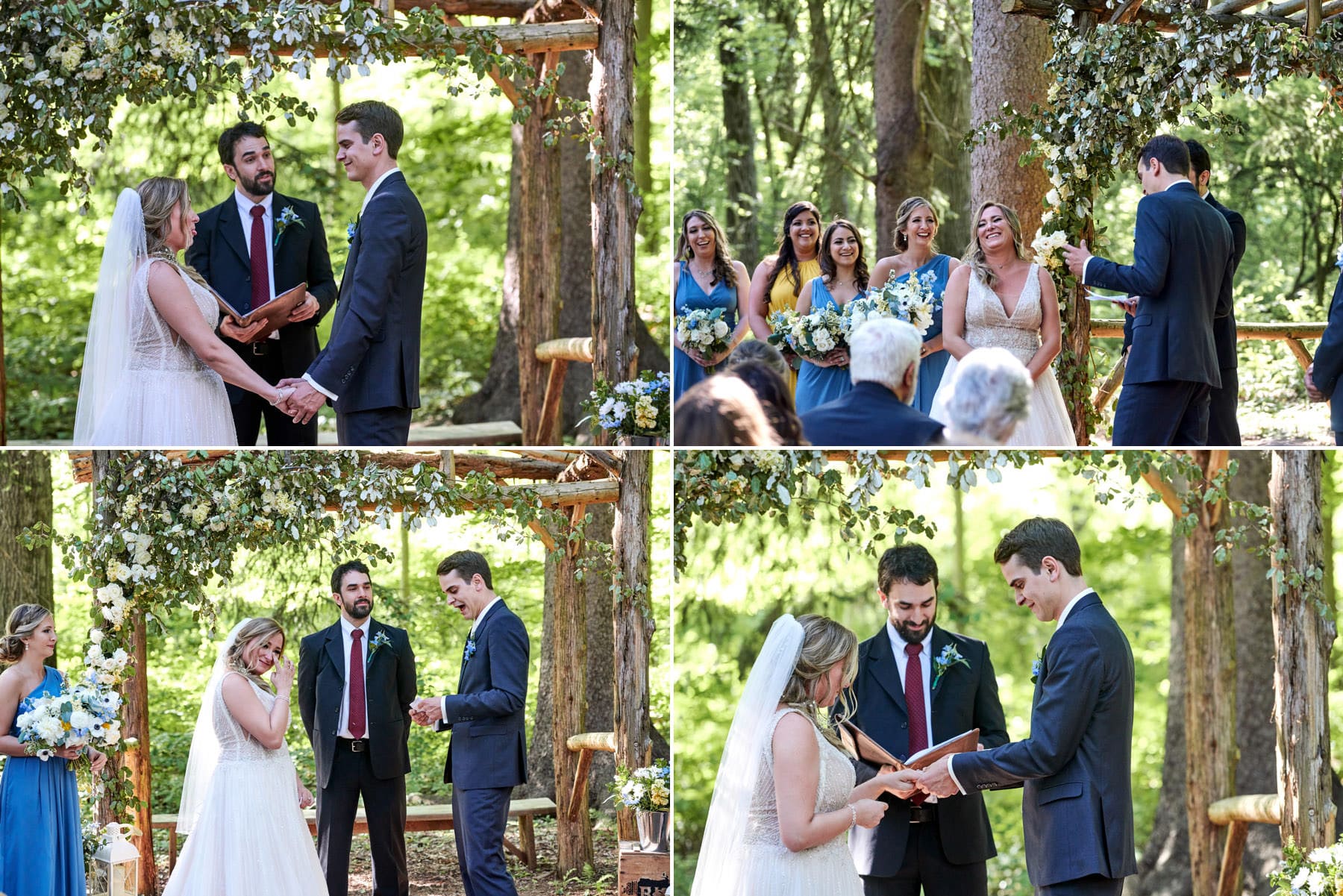 wedding ceremony at maskers barn at the deserted village