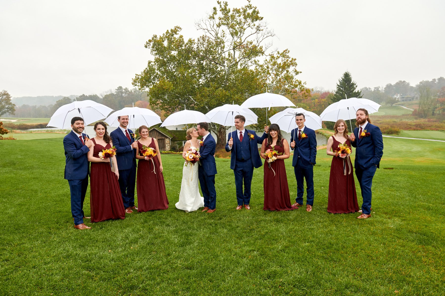 rainy day wedding photo at French Creek Golf Club