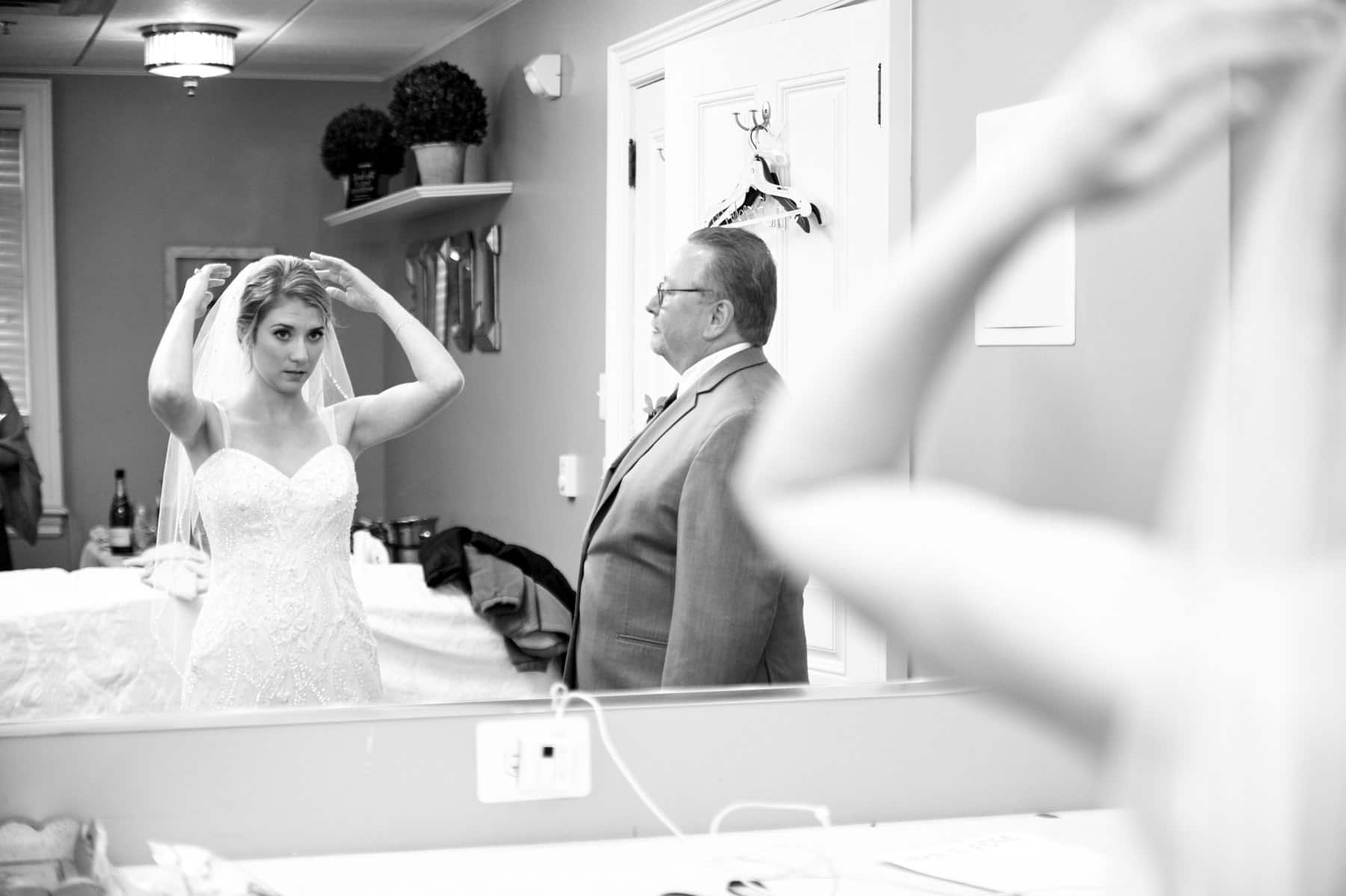 bride getting ready for the ceremony at French Creek Golf Club