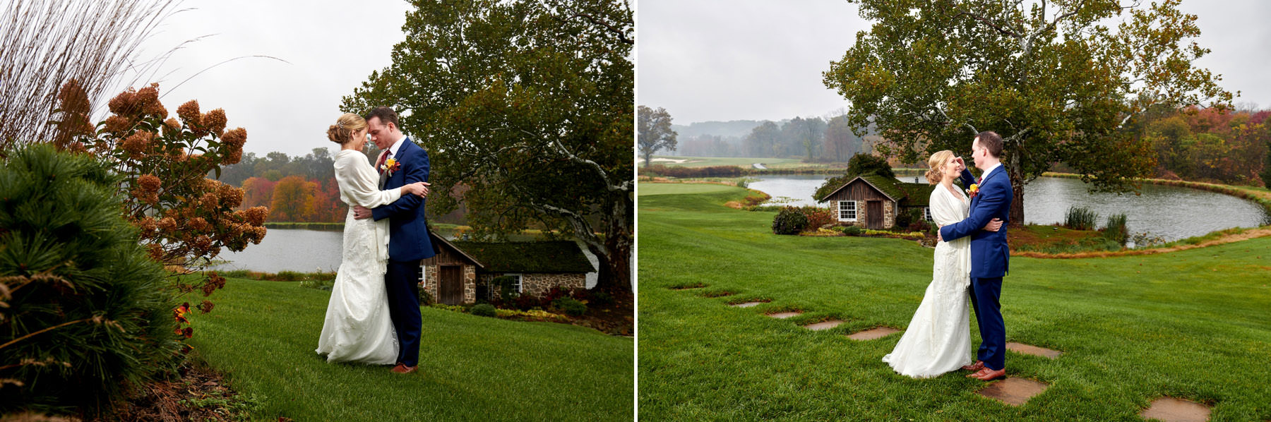 rainy sunset wedding photos at French Creek Golf Club