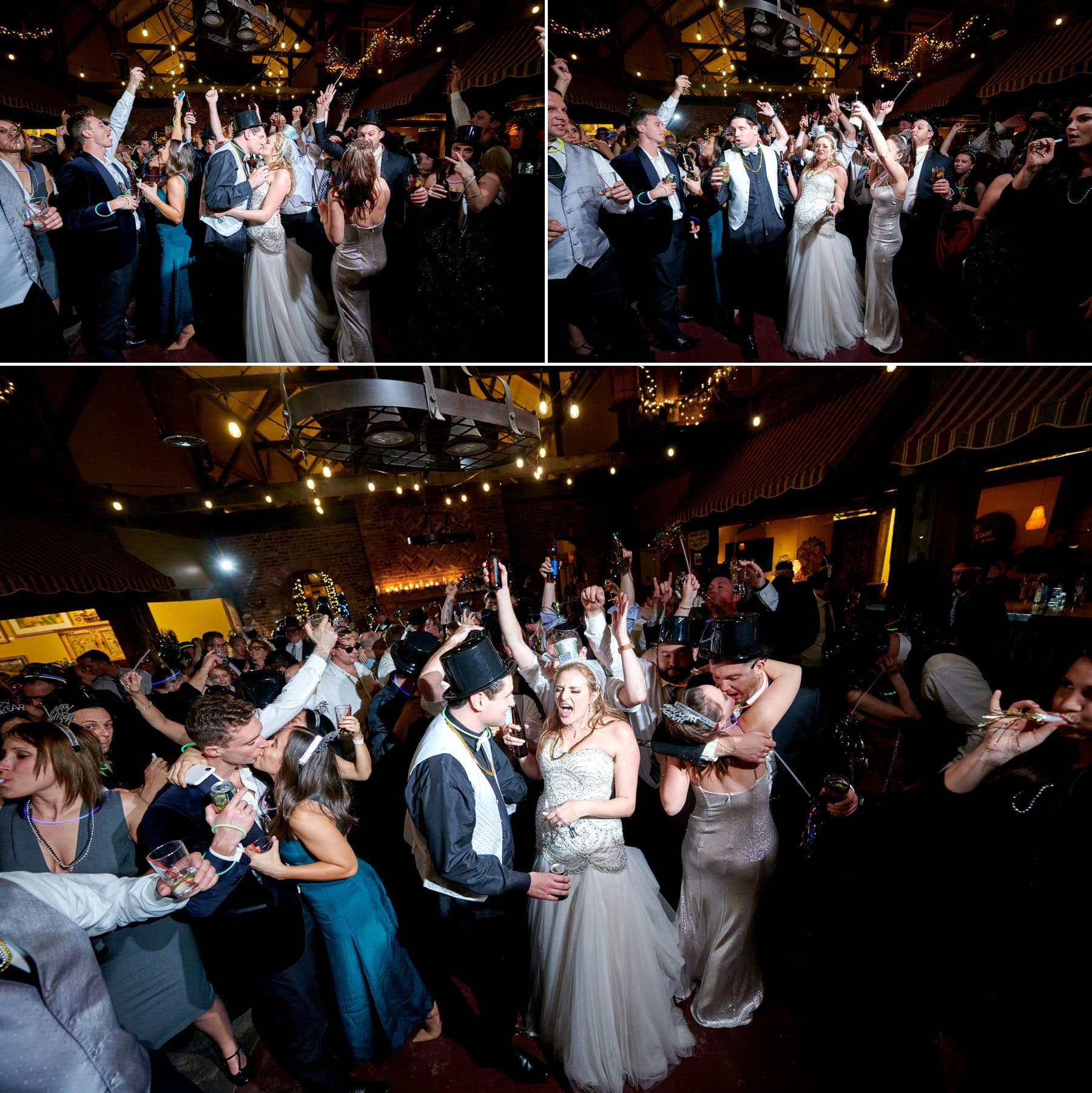 new years eve wedding photos at midnight at laurita winery