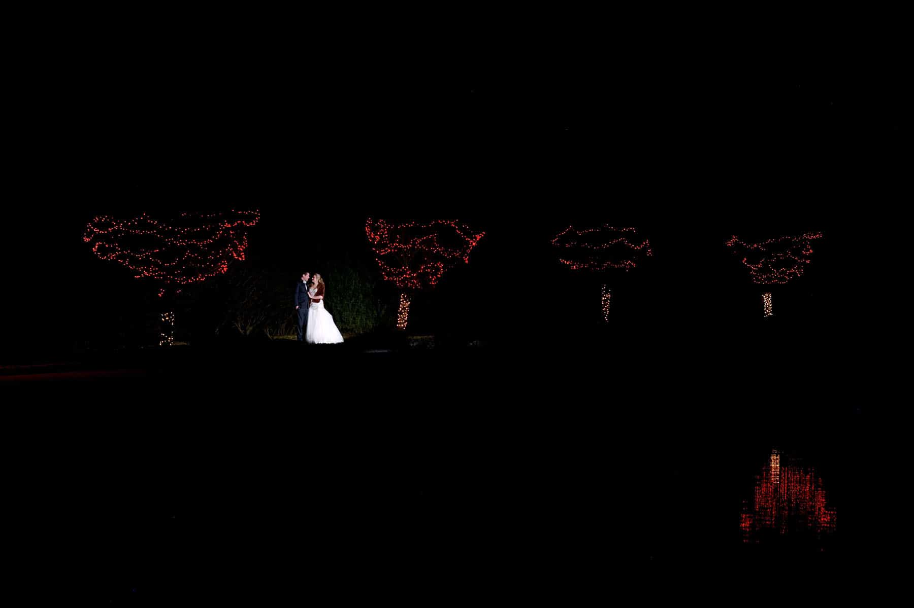 night wedding portrait at laurita winery