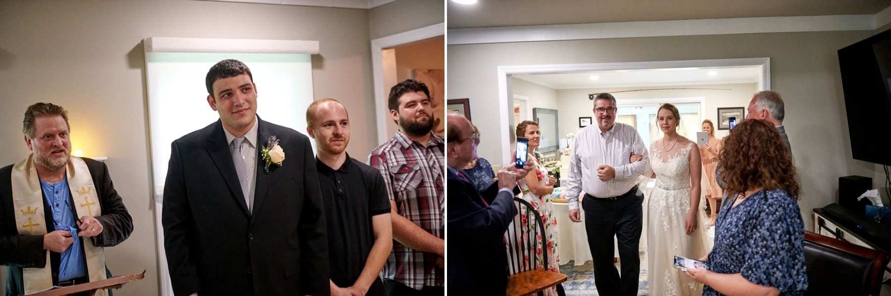 livingroom wedding bride entrance photo