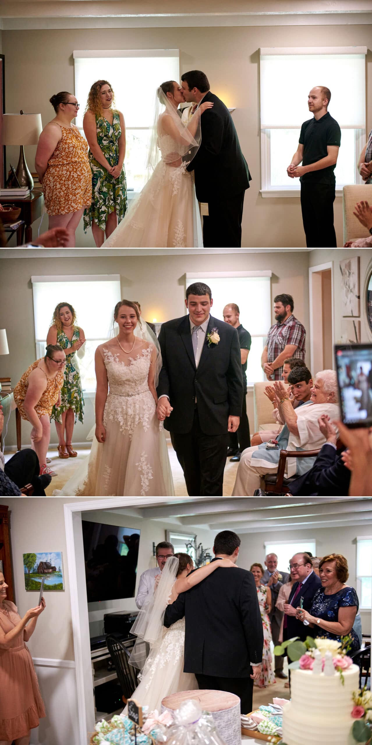 indoor small livingroom wedding photos