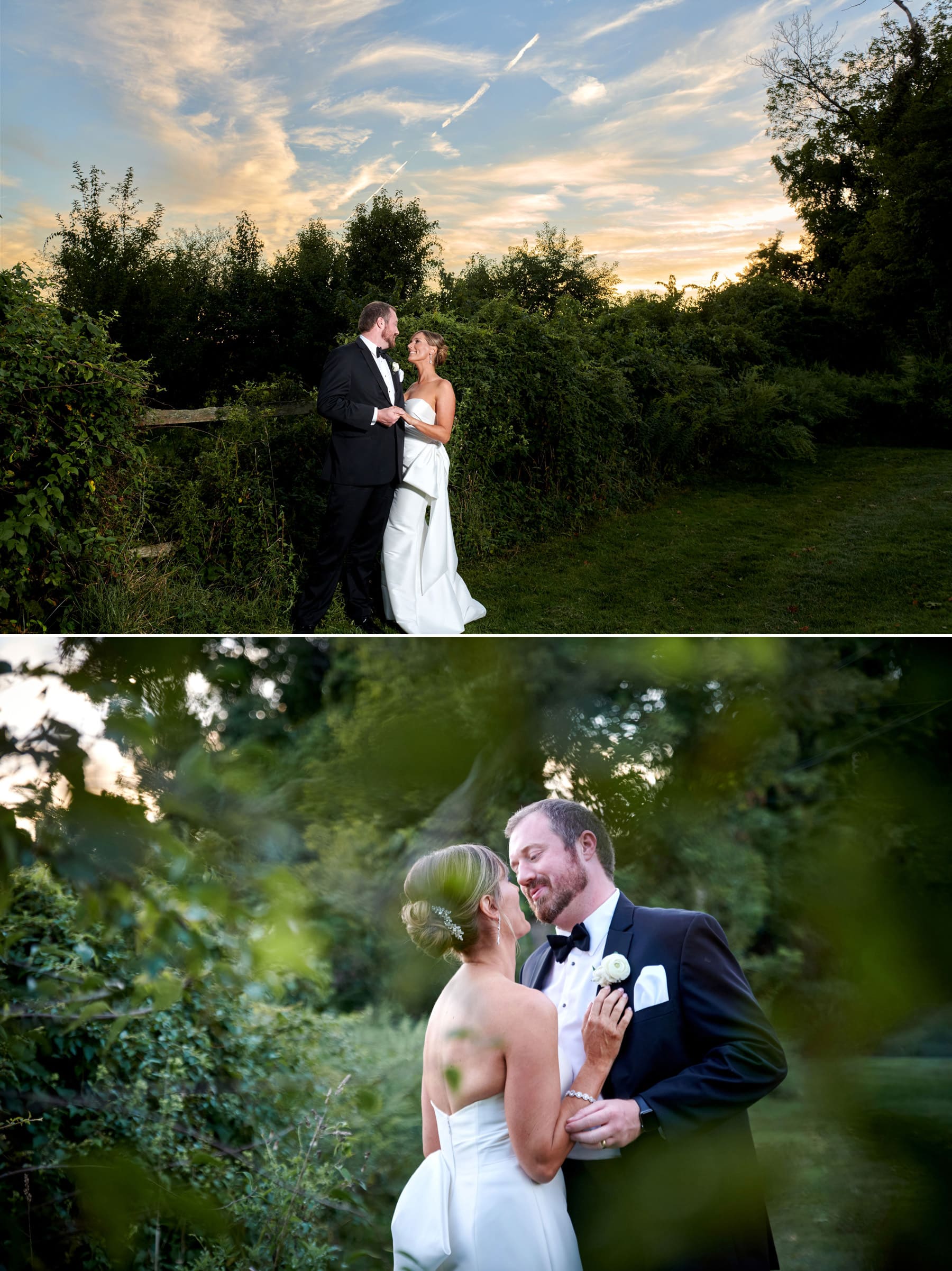 sunset wedding photos at basking ridge country club