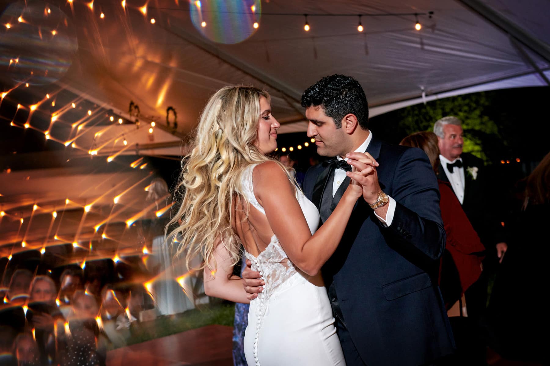nj backyard wedding bride and groom dancing photo