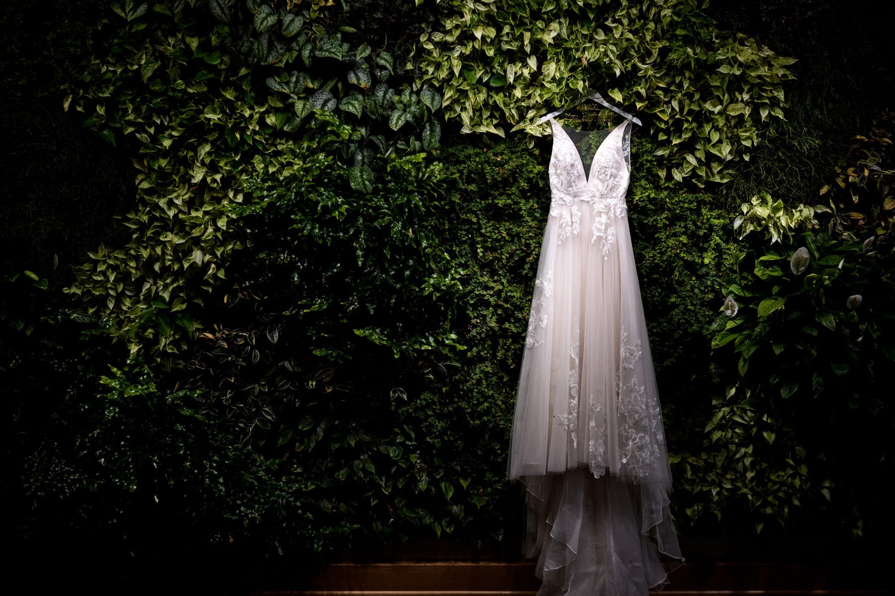 wedding dress on the living wall at Natirar