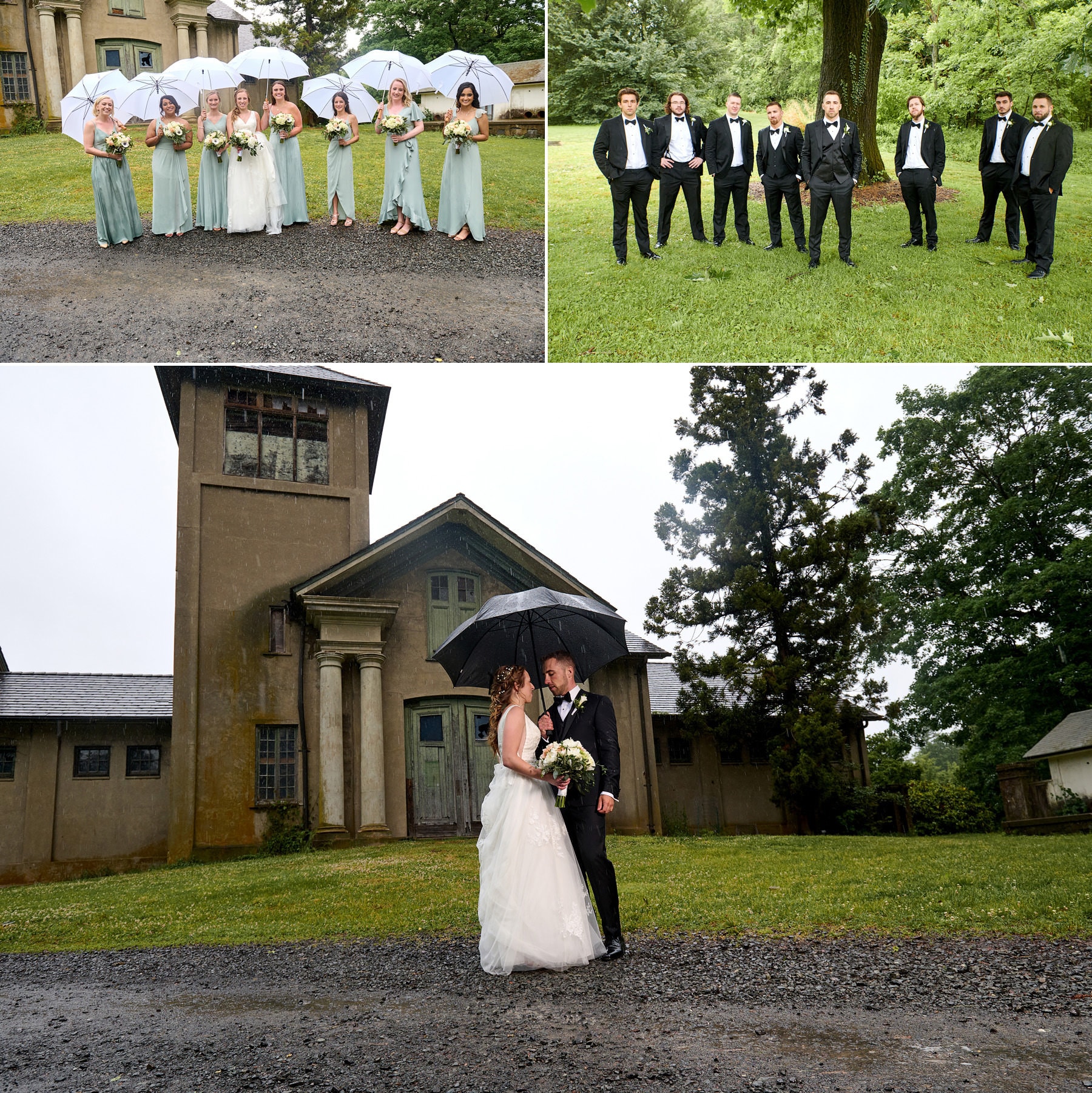 colonial park rainy wedding photos