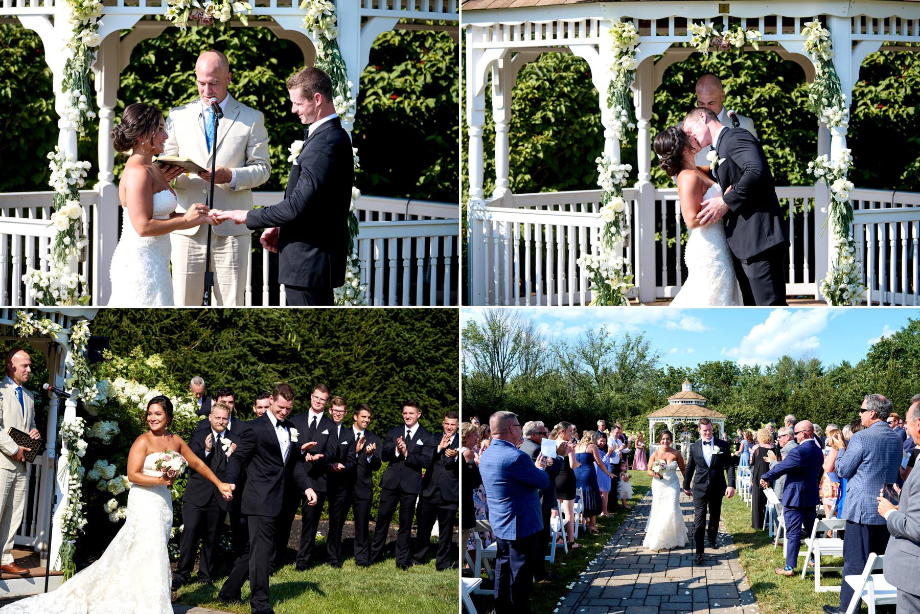 first kiss wedding ceremony photos at The Farmhouse