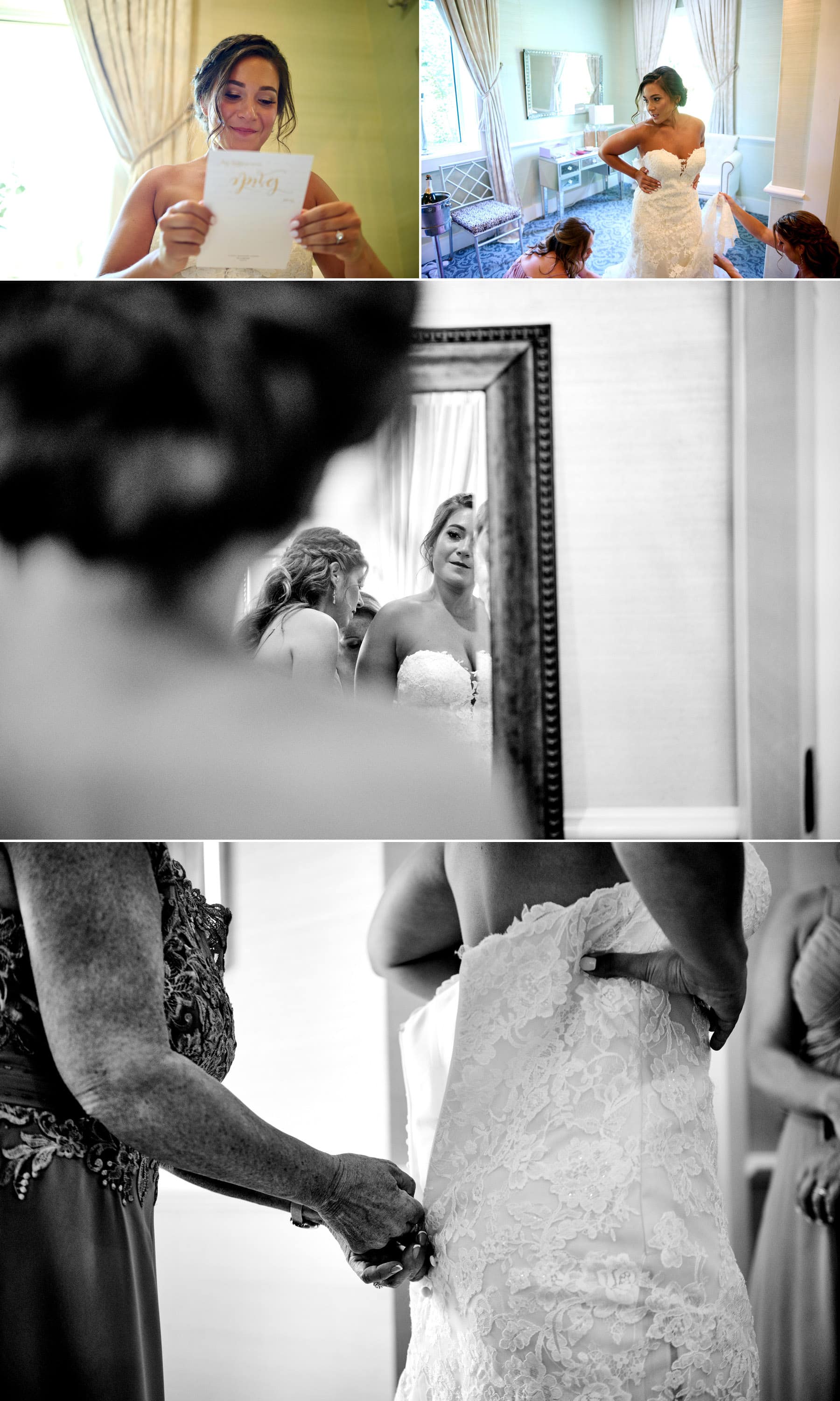 getting ready in the bridal suite at The Farmhouse