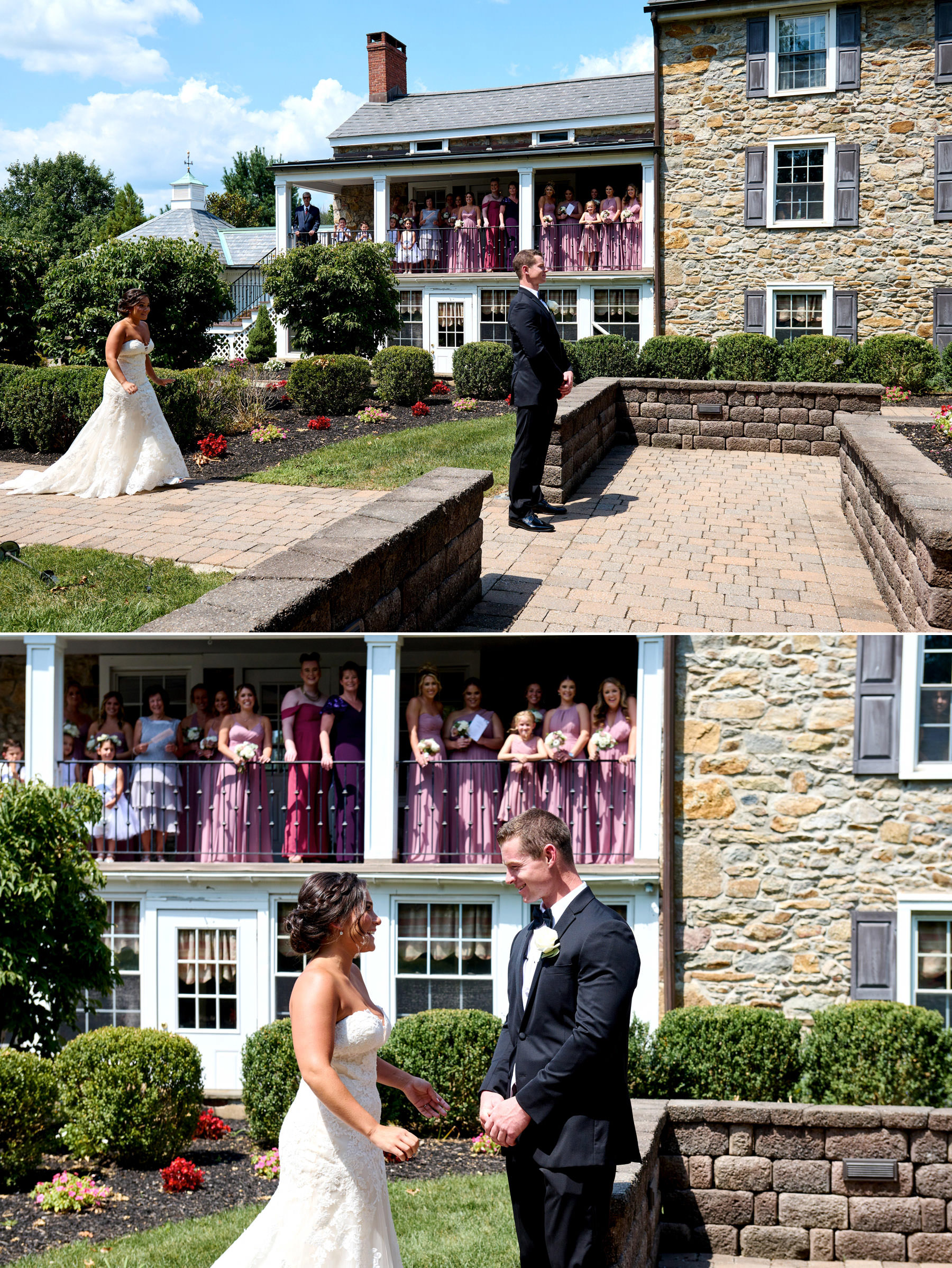 wedding first look at The Farmhouse