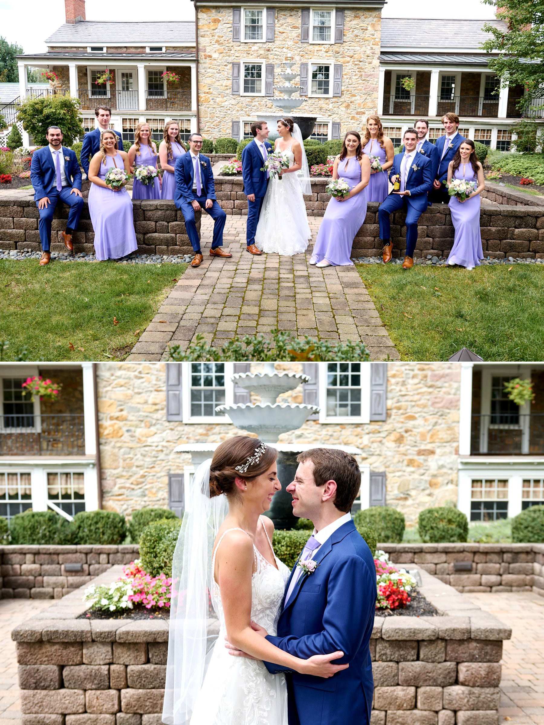bridal party photo in front of The Farmhouse in NJ