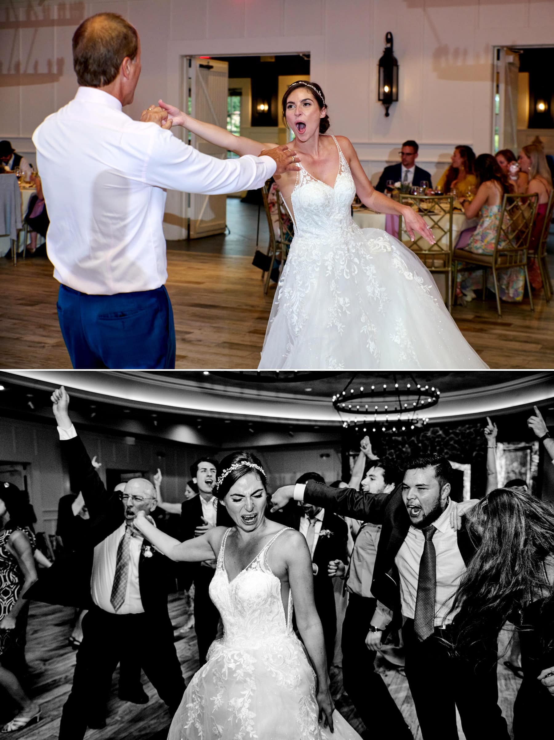 wedding guests dancing at The Farmhouse in NJ