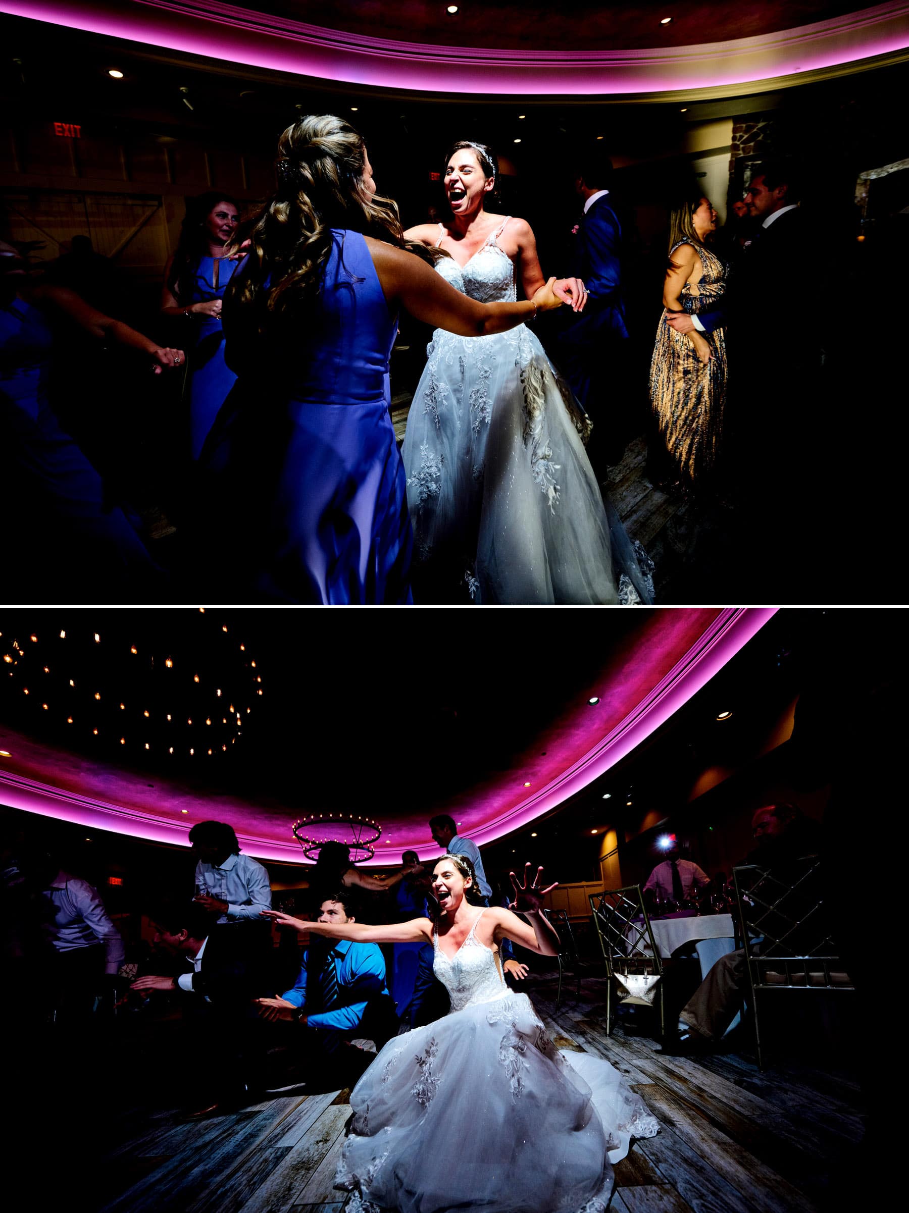 scenes from the wedding dancefloor at The Farmhouse in NJ