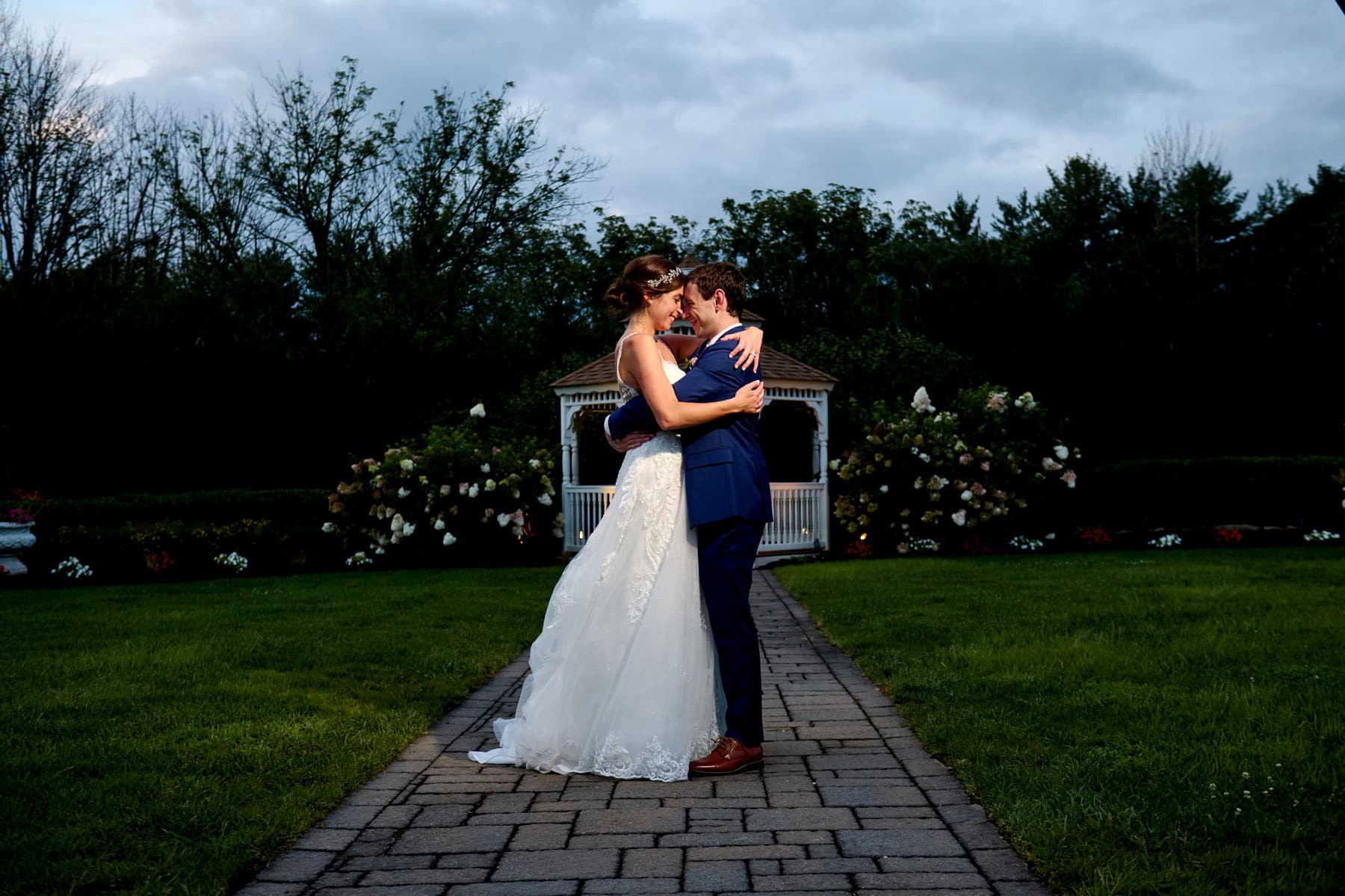 romantic night wedding portrait at The Farmhouse in NJ