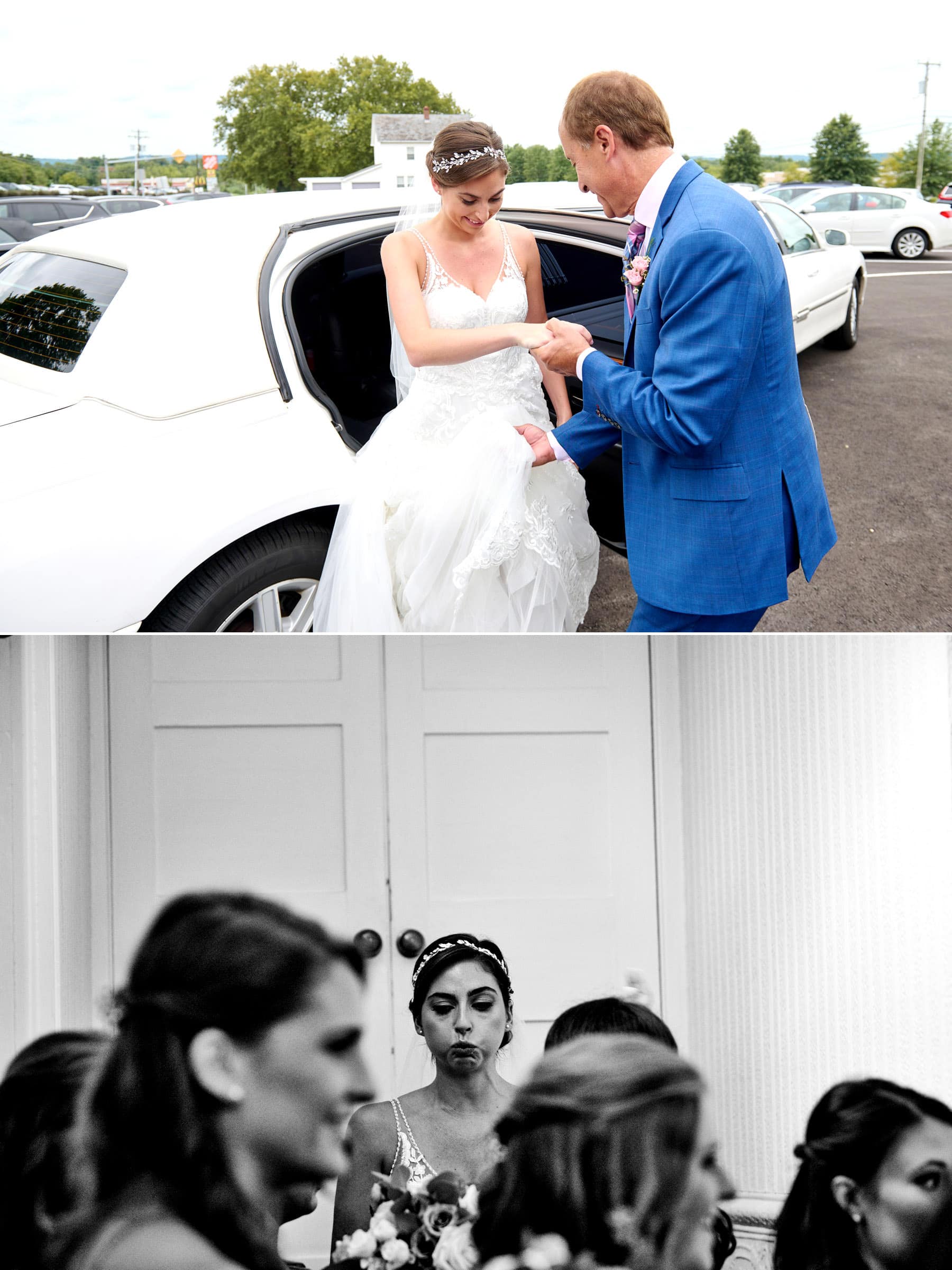 wedding day jitters before walking down the aisle