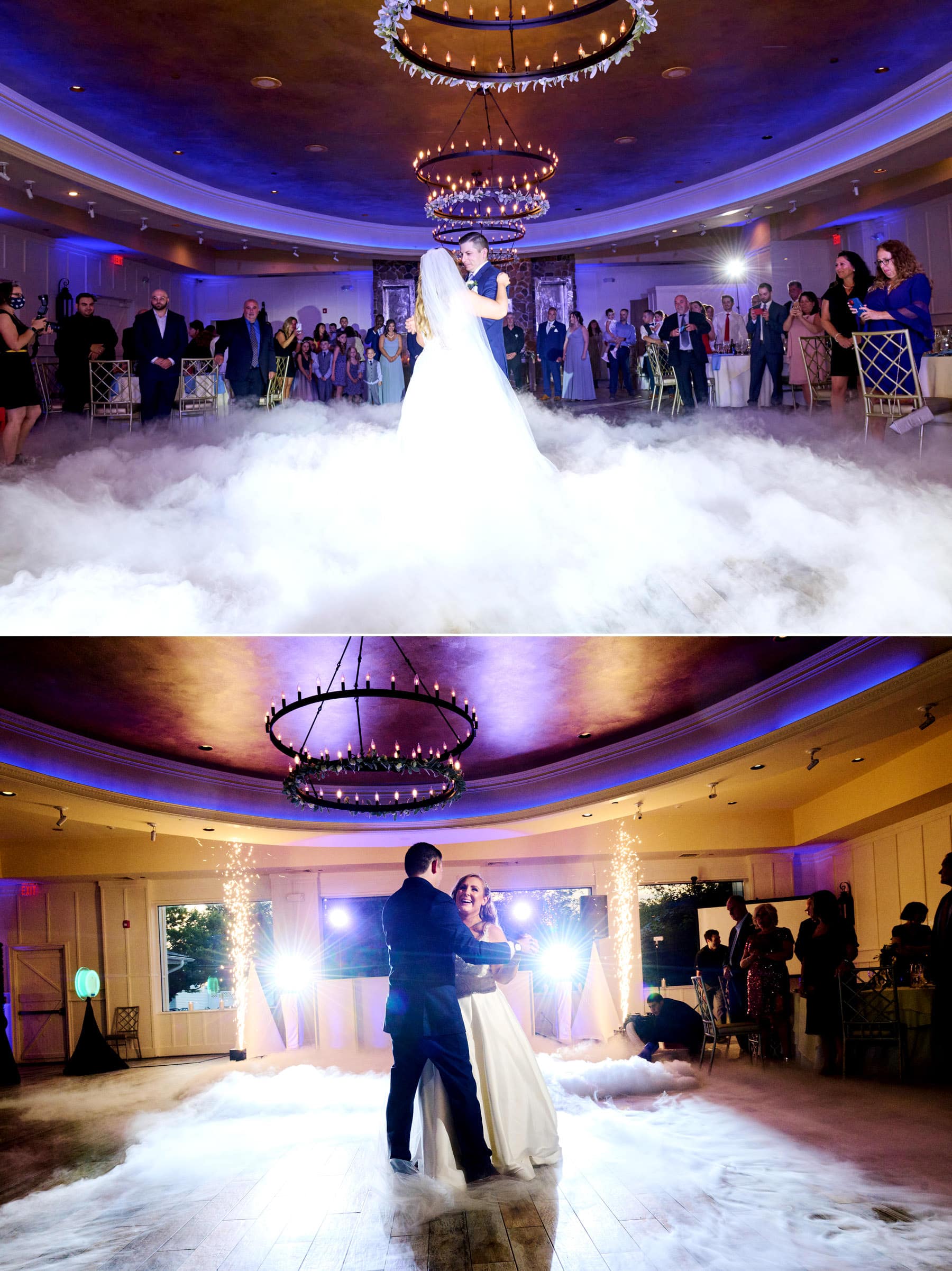 dancing on the cloud and indoor wedding sparklers at the farmhouse nj
