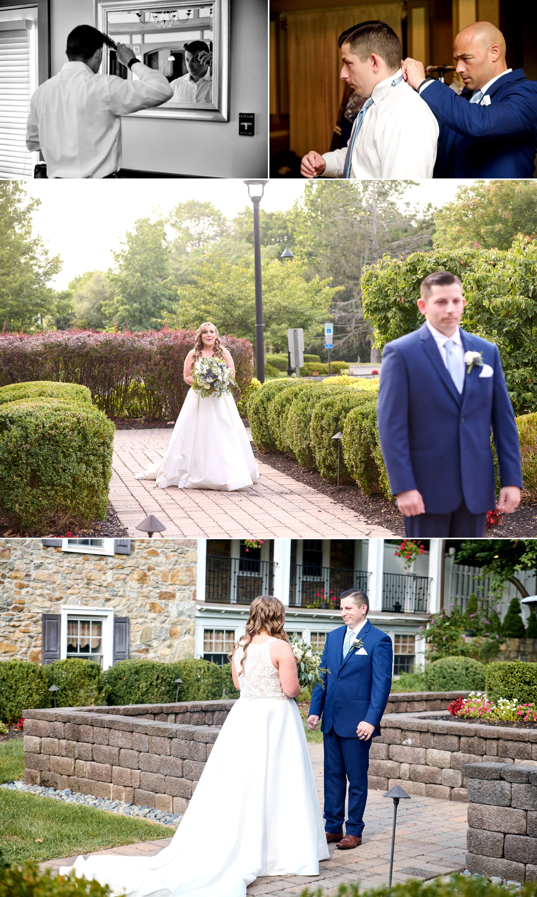 wedding first look photos at the farmhouse nj