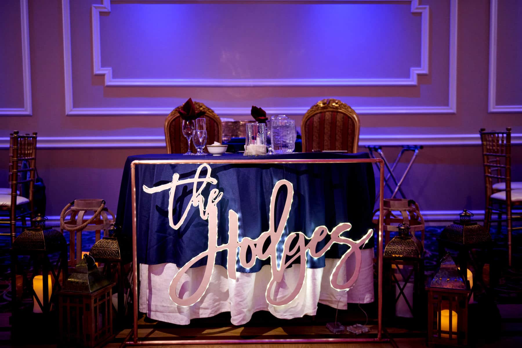 wedding table details at Chandelier at Flanders Valley
