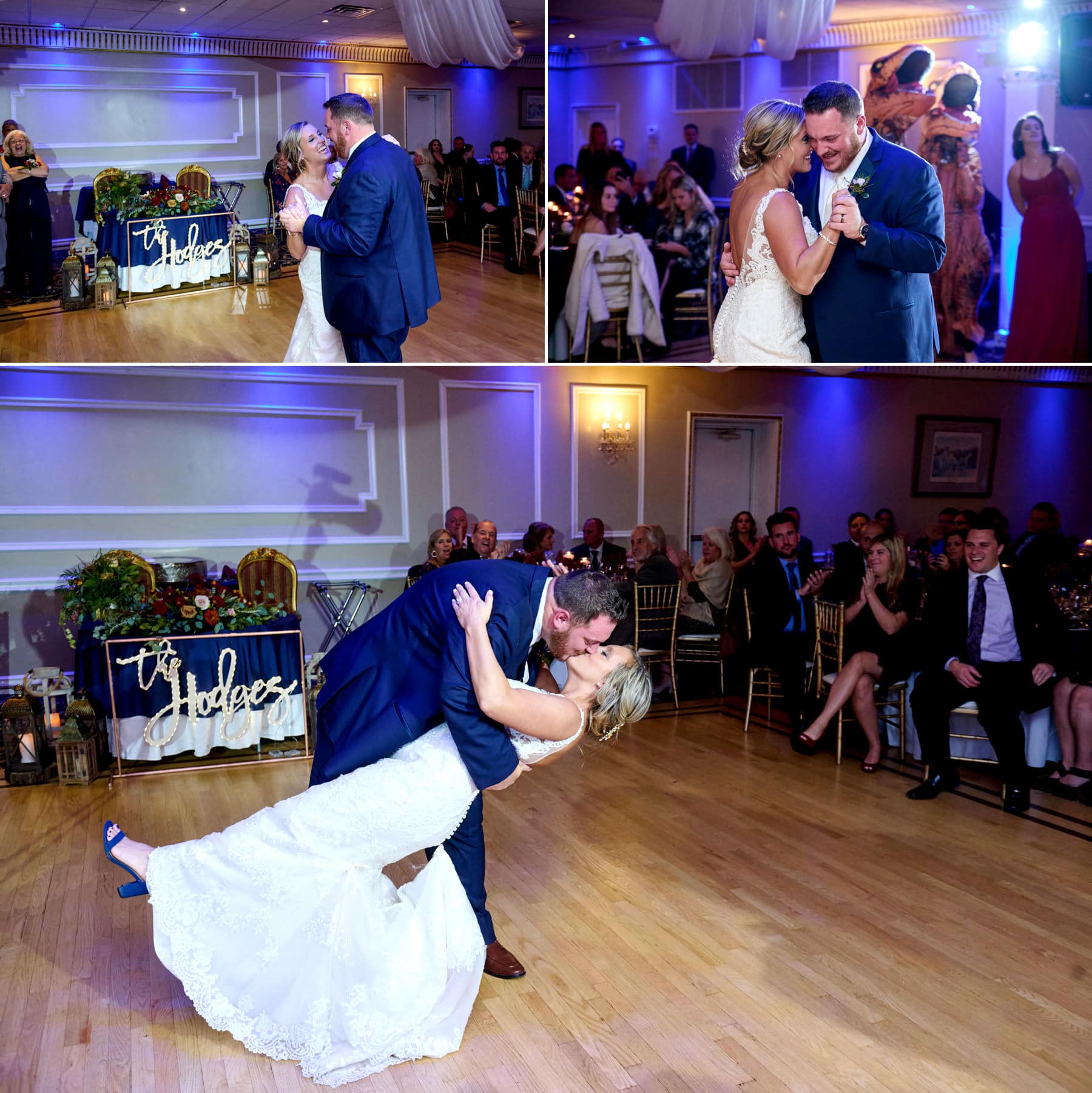 wedding first dance photos at Chandelier at Flanders Valley