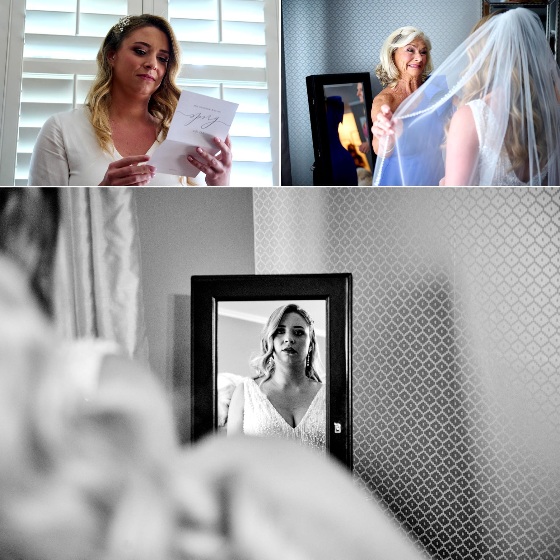 bride getting dressed wedding photo