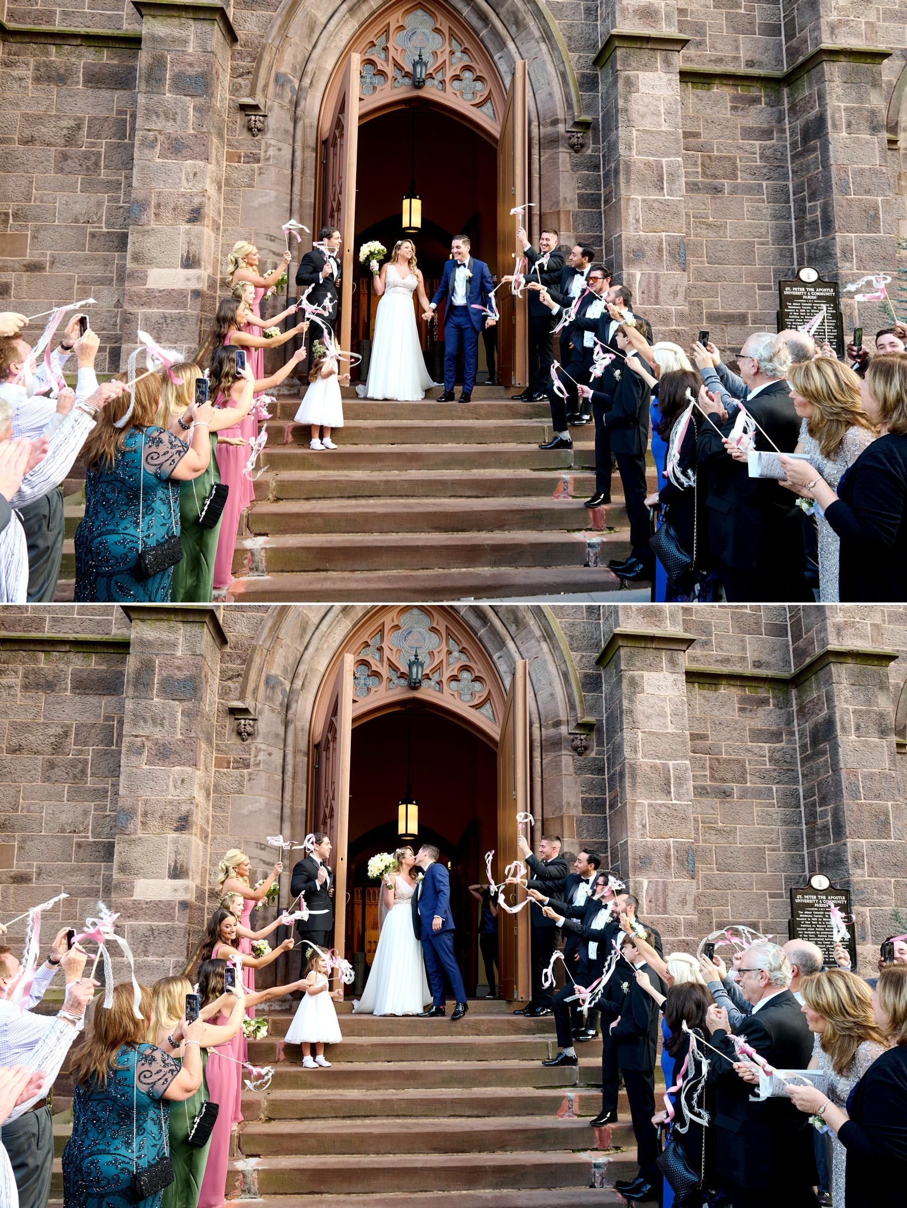 grand exit wedding photo at st peter new brunswick nj