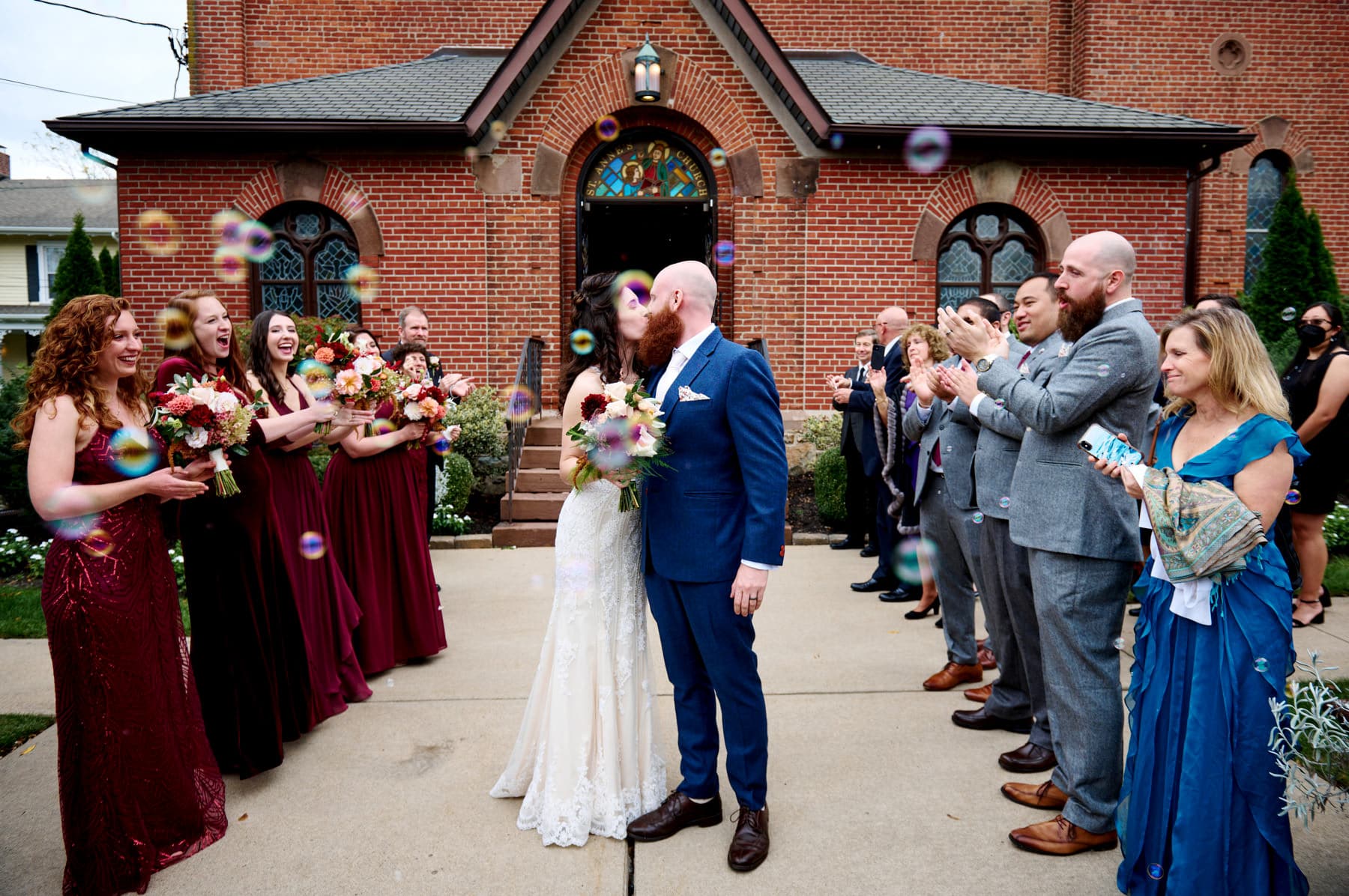 wedding exit photo at st ann hampton nj