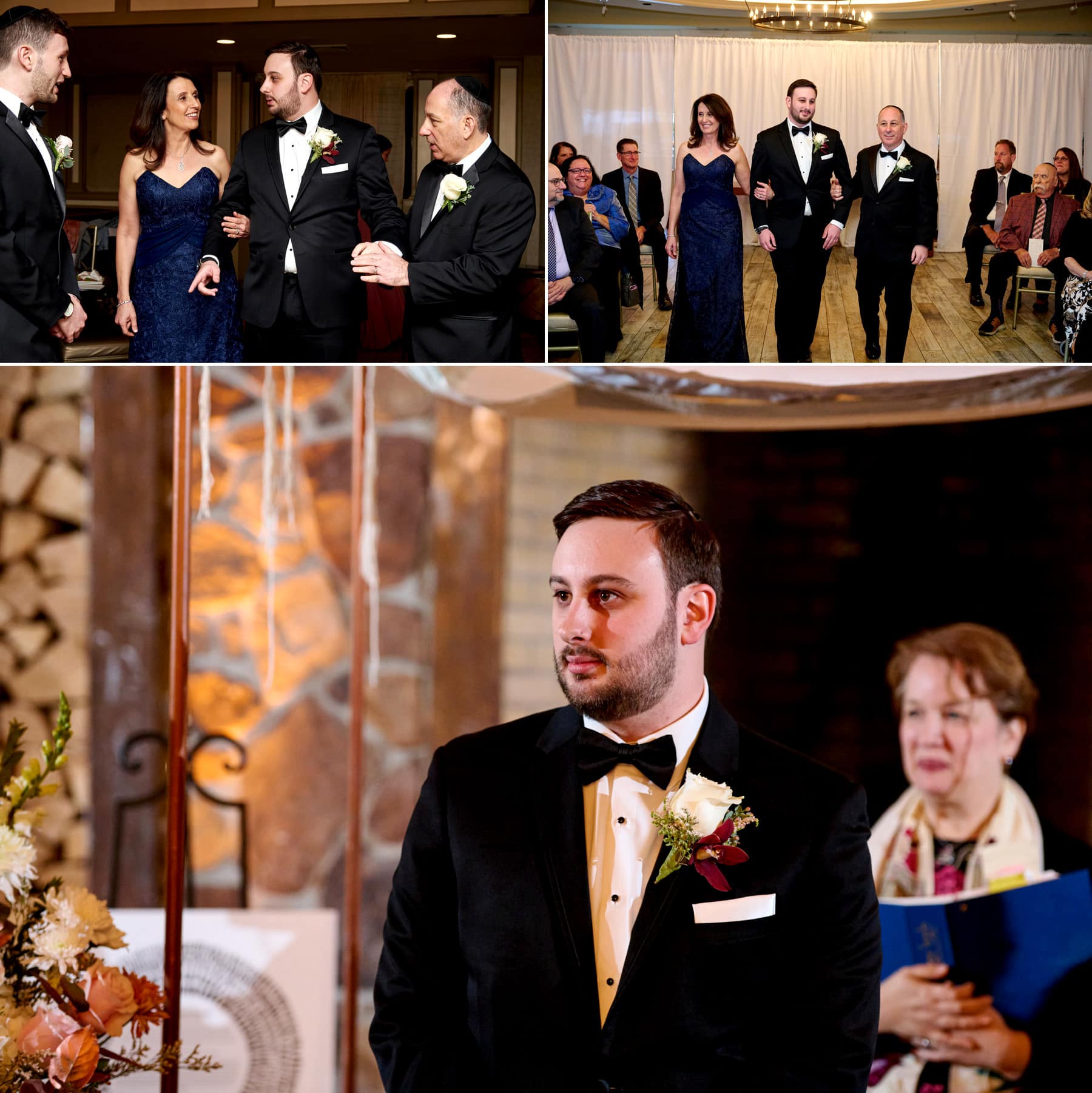 groom ceremony entrance photos at The Farmhouse in Hampton NJ