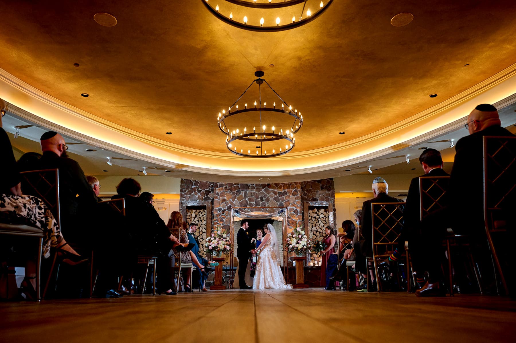indoor wedding ceremony at The Farmhouse in Hampton NJ