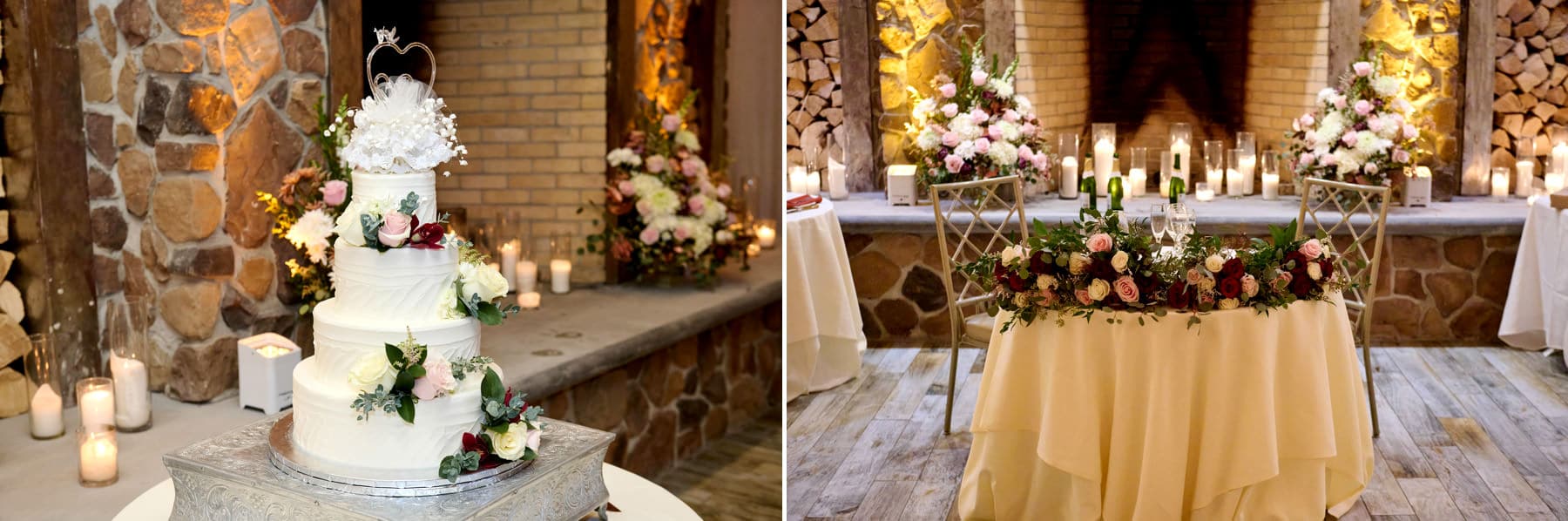 wedding cake and table details at The Farmhouse in Hampton NJ