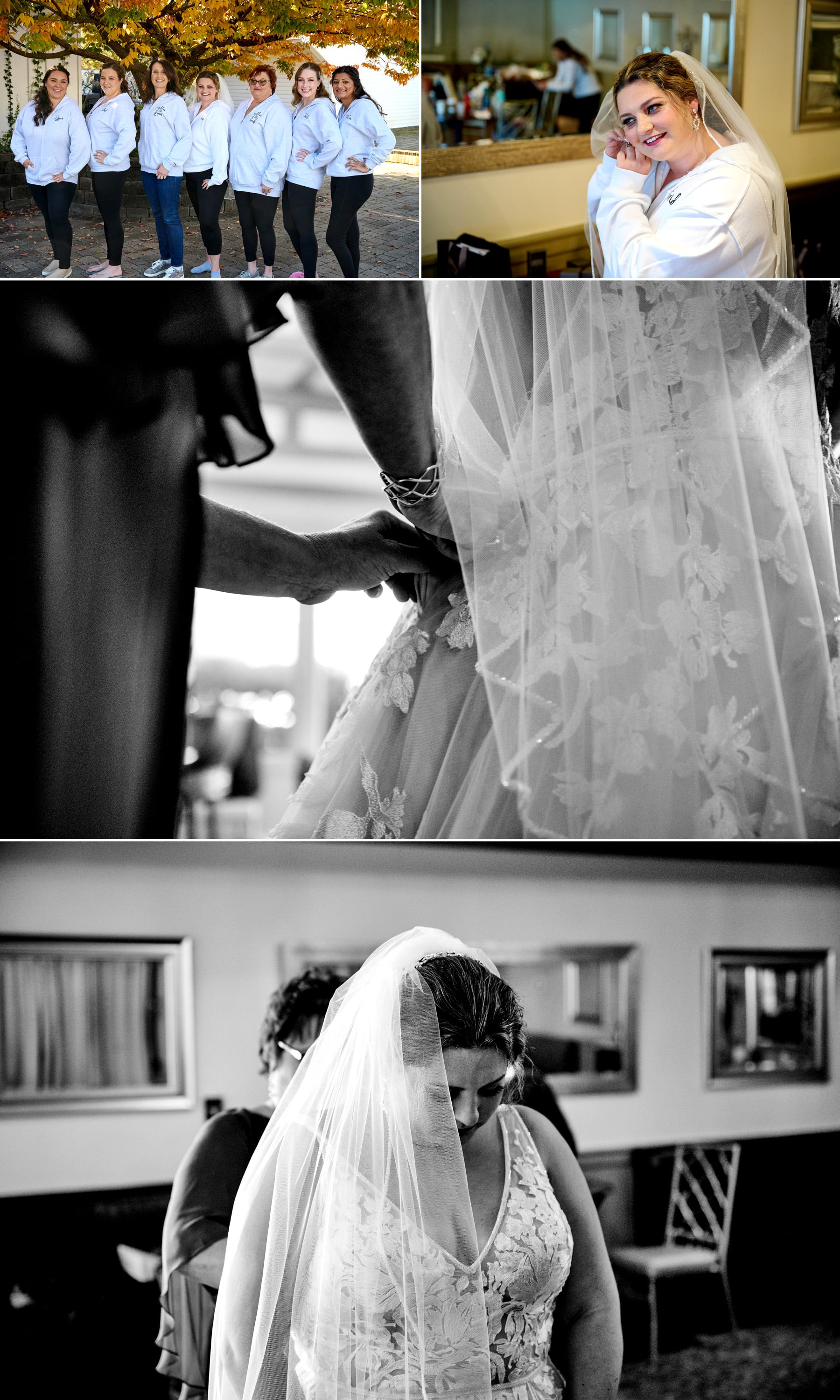 bride getting ready for her wedding at The Farmhouse in Hampton NJ